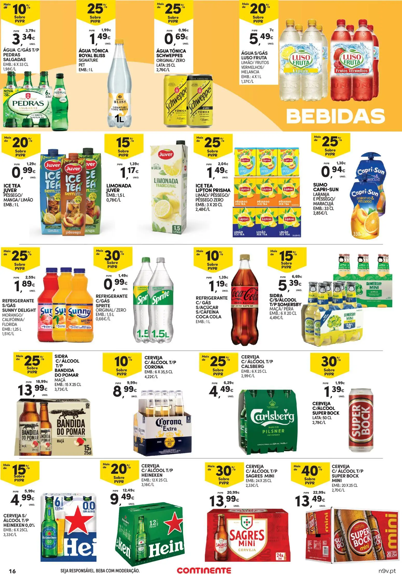 Continente - Açores │ válido de 19.03.2026 | Página: 16 | Produtos: Agua, Super bock, Sumo, Açúcar
