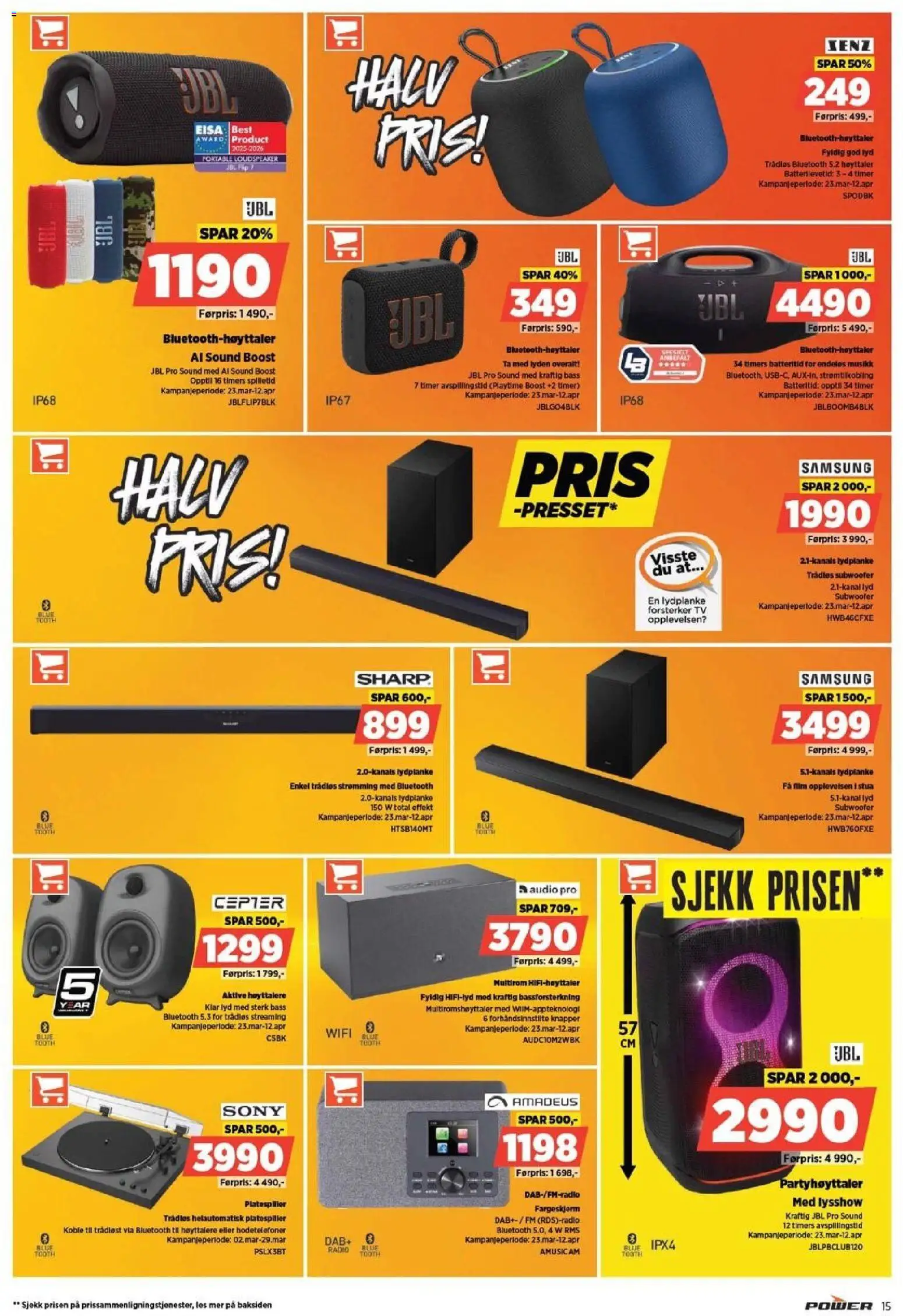 {H1} | Side: 15 | Produkter: Forsterker, Hodetelefoner, Høyttaler, Суміш дитяча