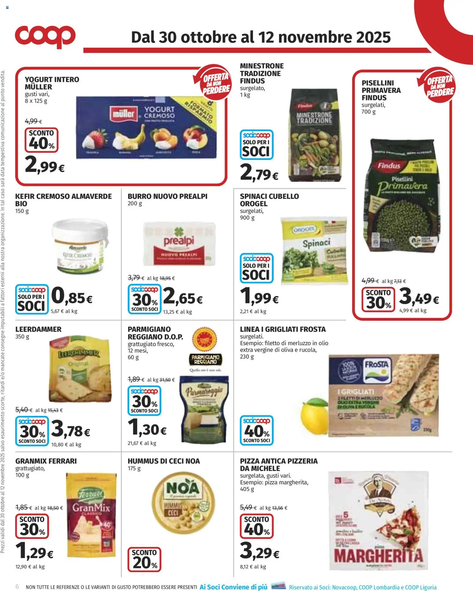Volantino COOP del 30.10.2025 | Pagina: 6 | Prodotti: Minestrone, Ceci, Burro, Parmigiano