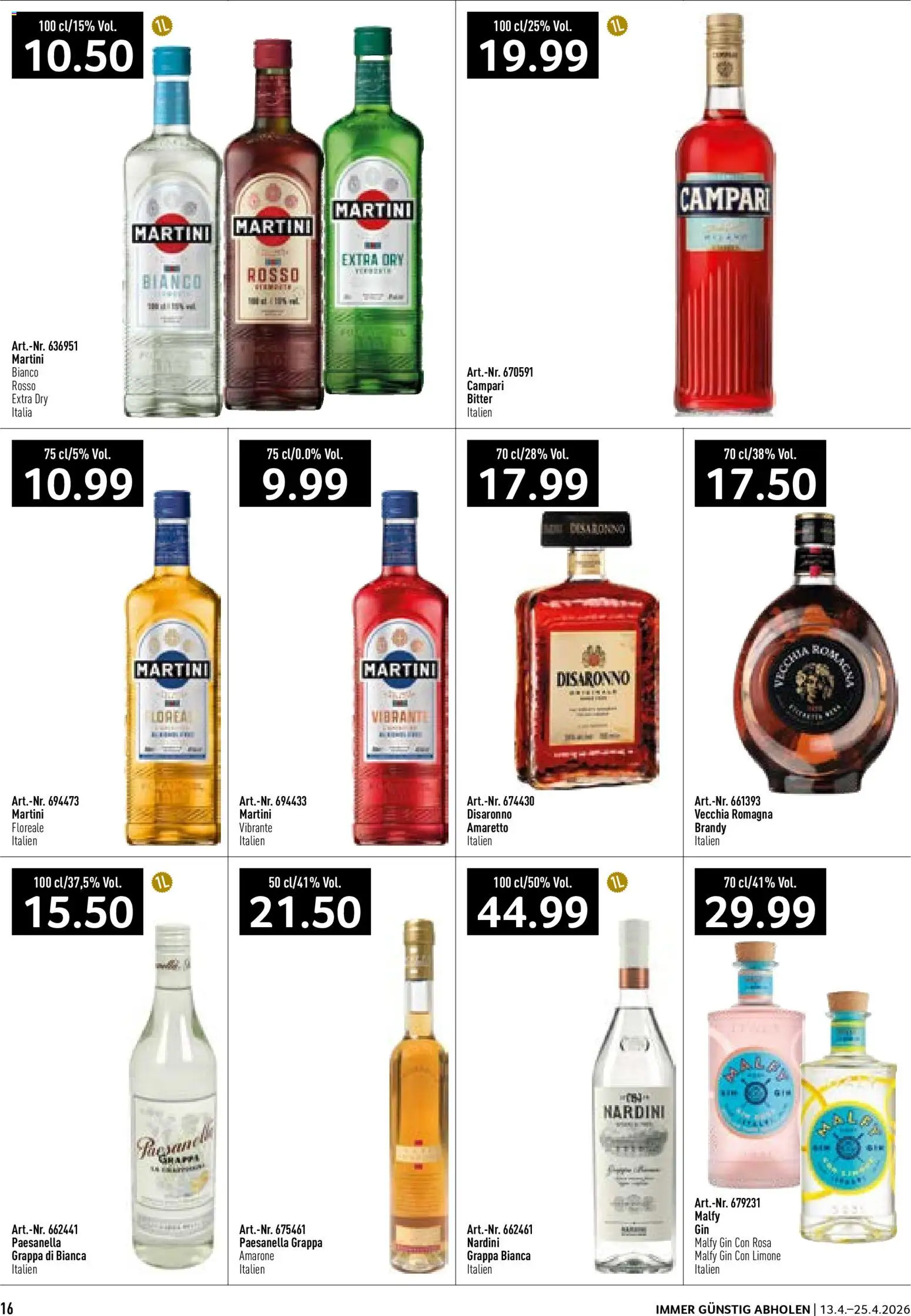 Prodega aktionen Italien – gültig ab 13.04.2026 | Seite: 16 | Produkte: Gin