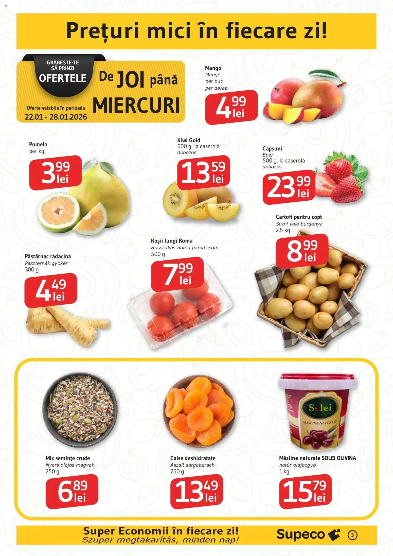 Noul catalog Supeco – valabil de la 22.01.2026 | Pagină: 3 | Produse: Mici, Măsline, Roșii, Căpșuni