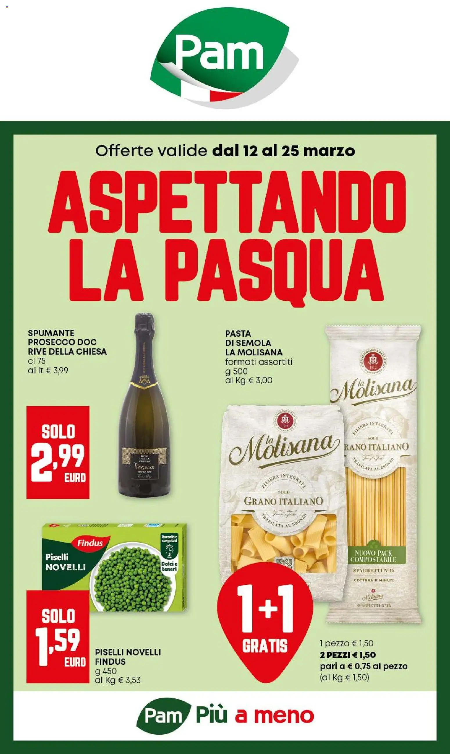 Volantino PAM del 12.03.2026 | Pagina: 1 | Prodotti: Prosecco, Pasta, Spumante, Piselli