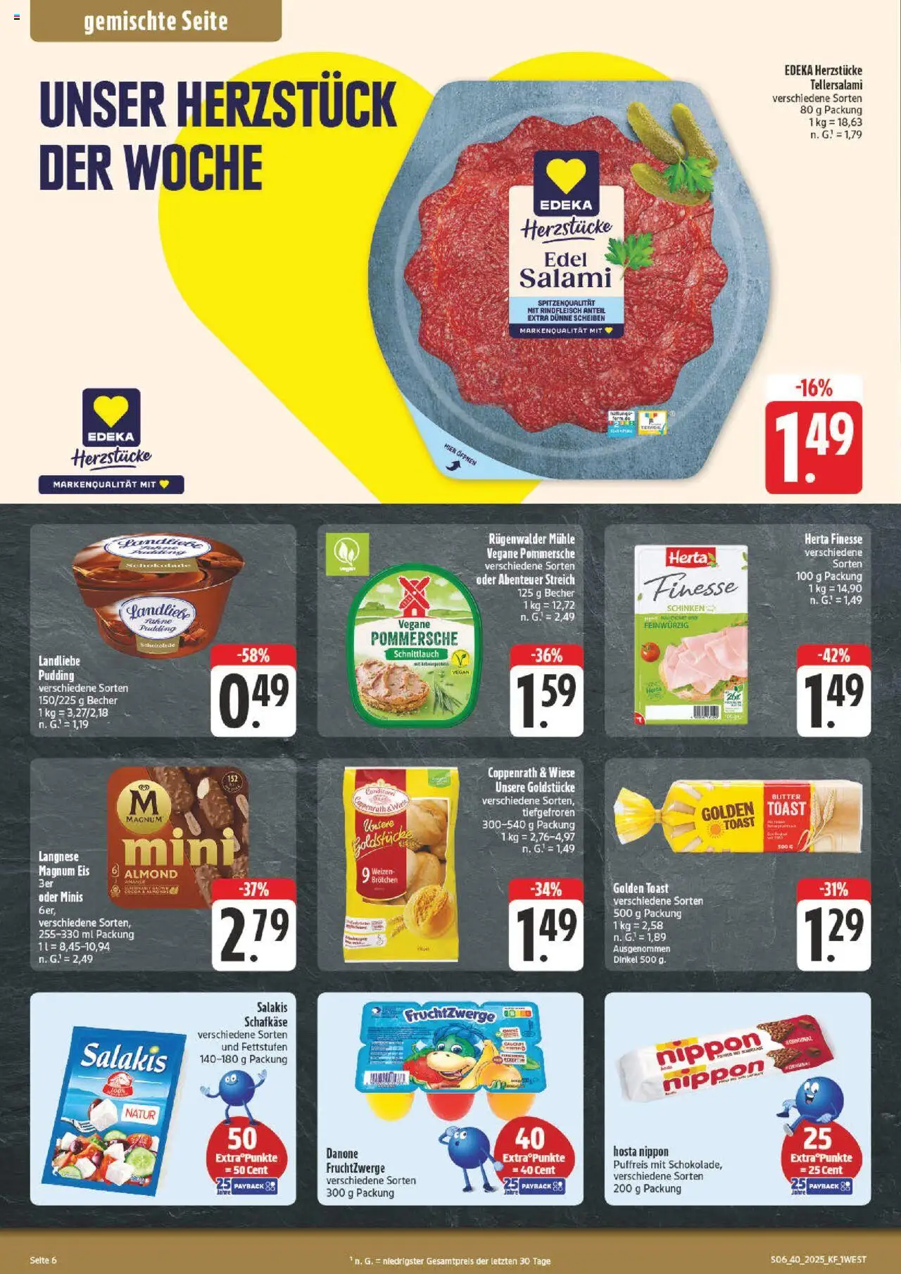 nah & gut Prospekt 	 – gültig ab 29.09.2025 | Seite: 6 | Produkte: Toast, Salakis, Salami, Rindfleisch