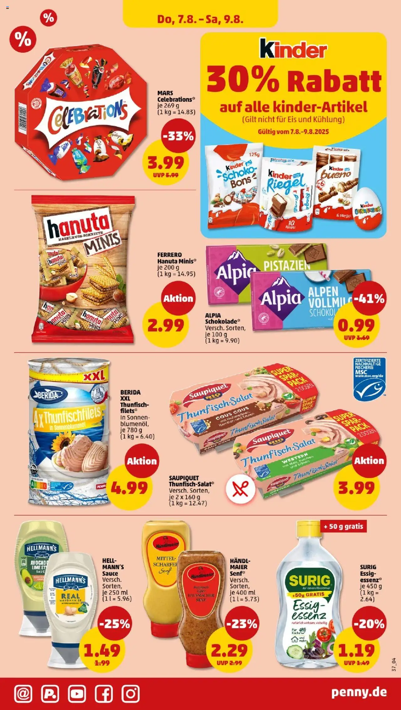 Penny - Bayern - gültig ab dem 04.08.2025 | Seite: 37 | Produkte: Mars, Mayonnaise, Eis, Erbsen