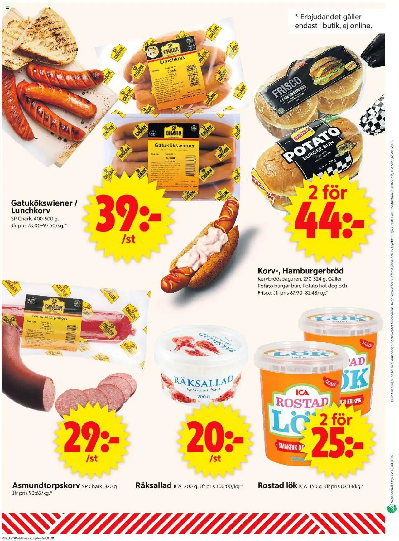 ICA Supermarket reklamblad aktuell från 08.09.2025 | Sida: 10 | Produkter: Galler, Hamburgerbröd, Rostad lök