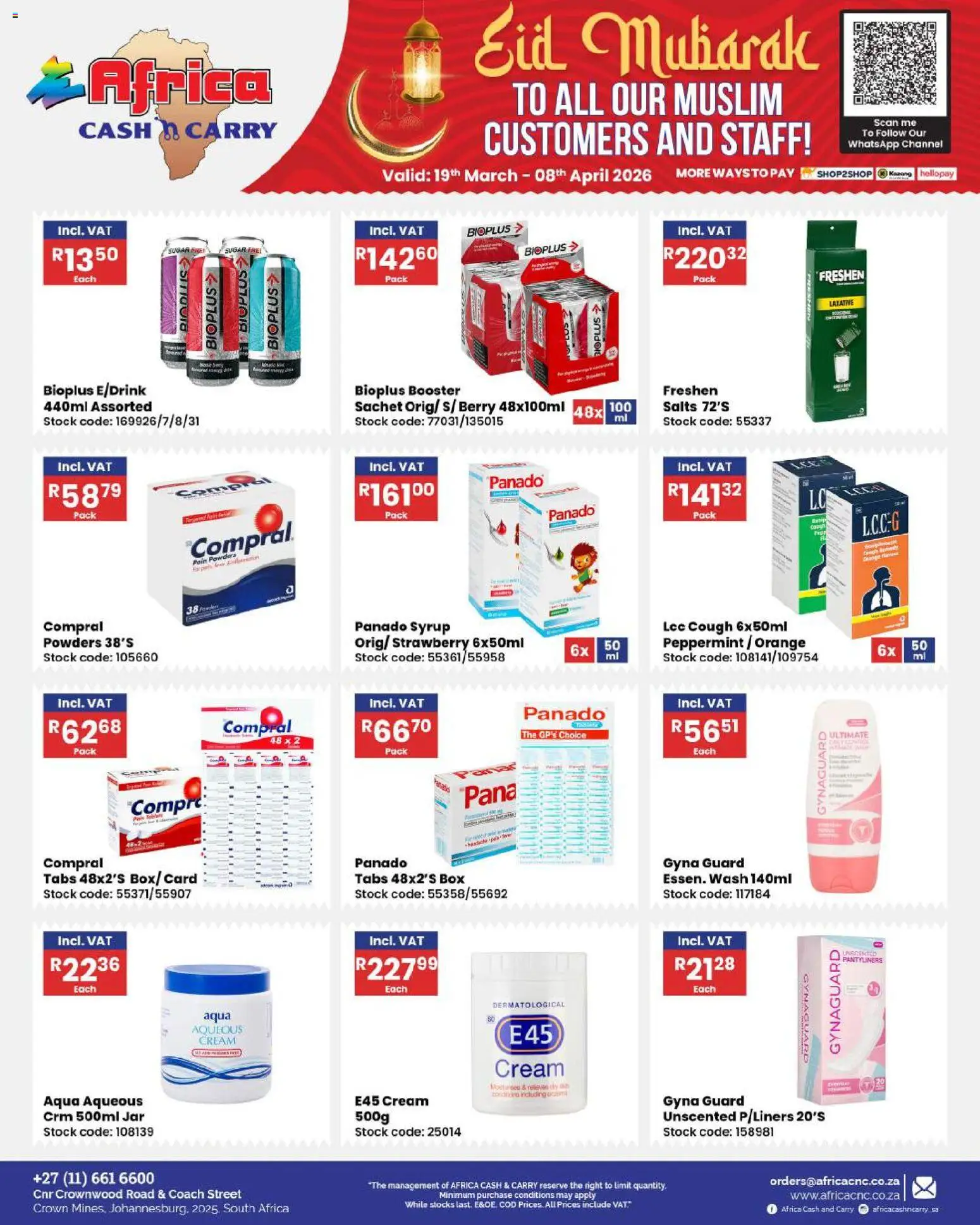 New Africa Cash & Carry catalogue – valid from 19.03.2026 | Page: 53 | Products: Cream, Stock, Syrup, Sugar