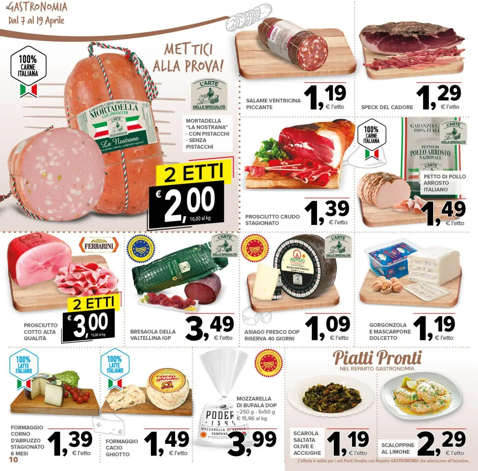 Volantino Todis del 07.04.2026 | Pagina: 10 | Prodotti: Arrosto, Salame, Formaggio, Olive