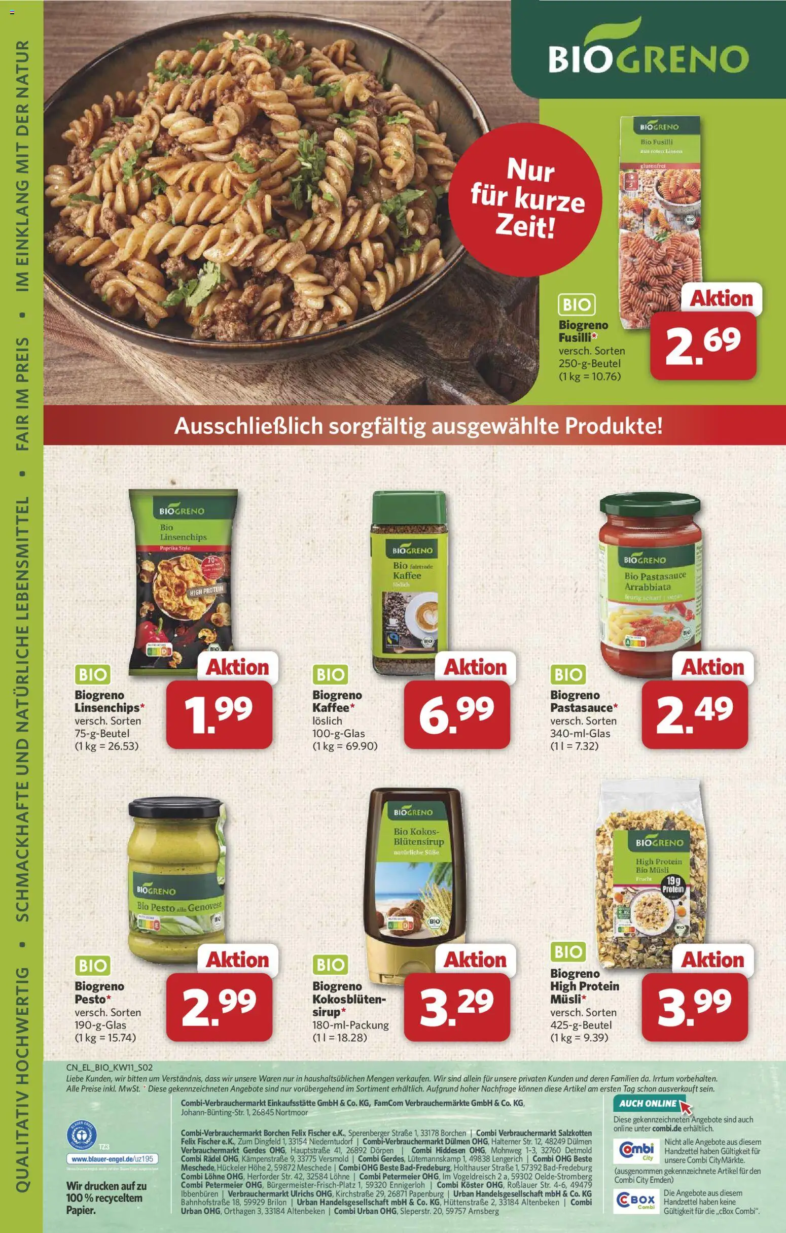 Combi Biogreno – gültig ab 09.03.2026 | Seite: 2 | Produkte: Musli, Kaffee, Paprika