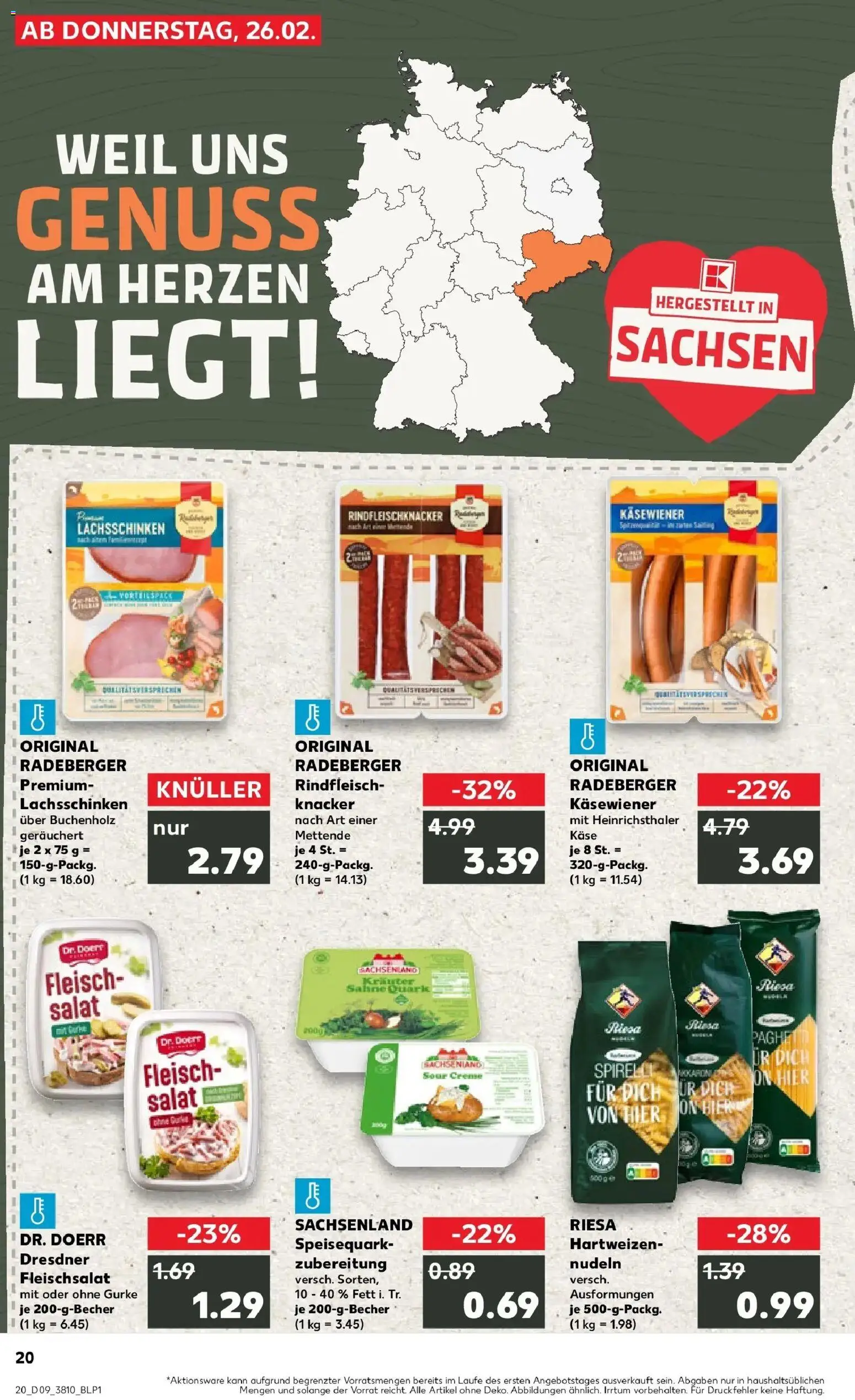 Kaufland prospekt Kamenz	 – gültig ab 26.02.2026 | Seite: 20 | Produkte: Creme, Pasta, Rindfleisch, Speisequark