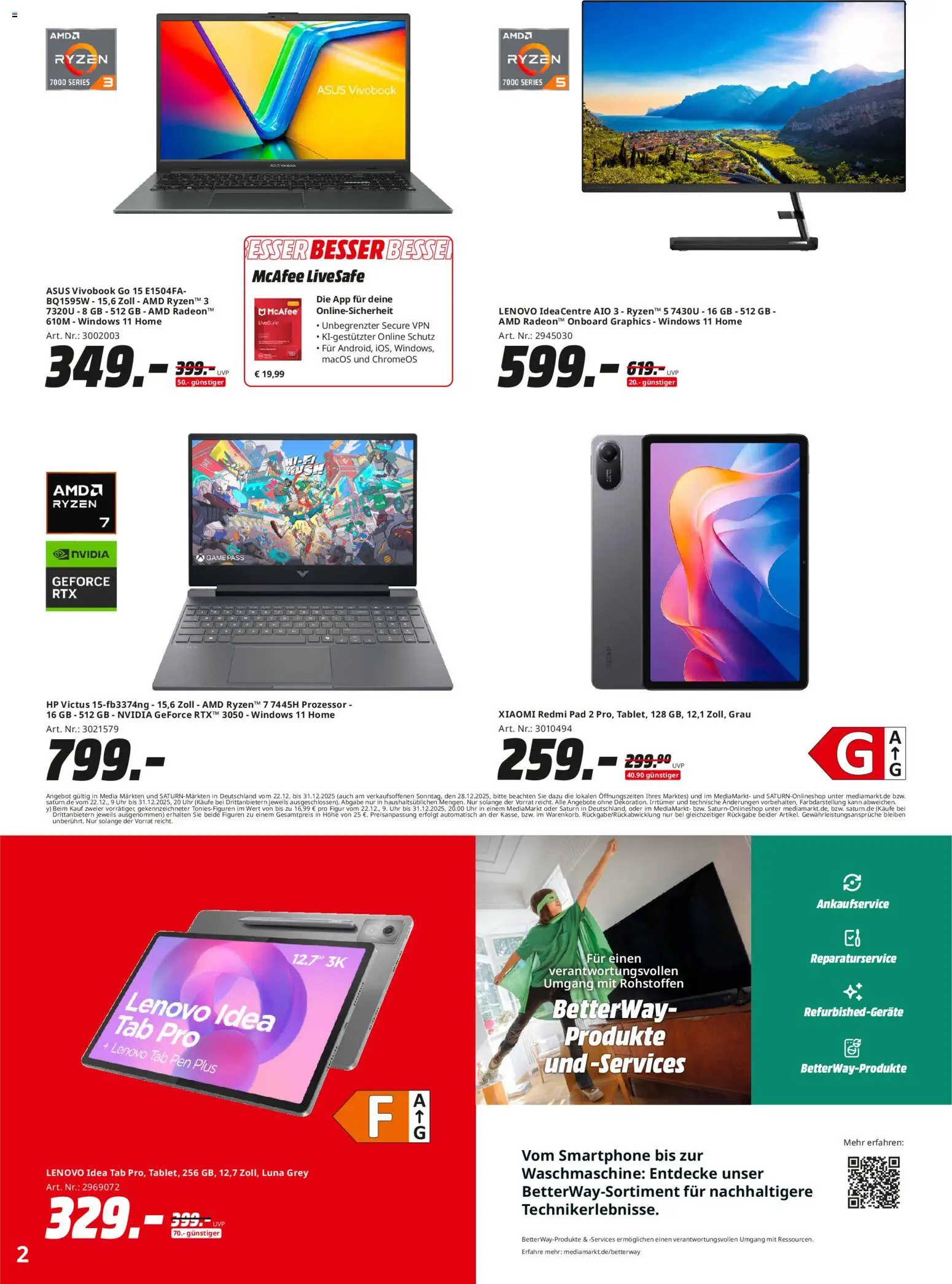 Media Markt Prospekt 	 – gültig ab 22.12.2025 | Seite: 2 | Produkte: Lenovo, HP, Smartphone, Uhr