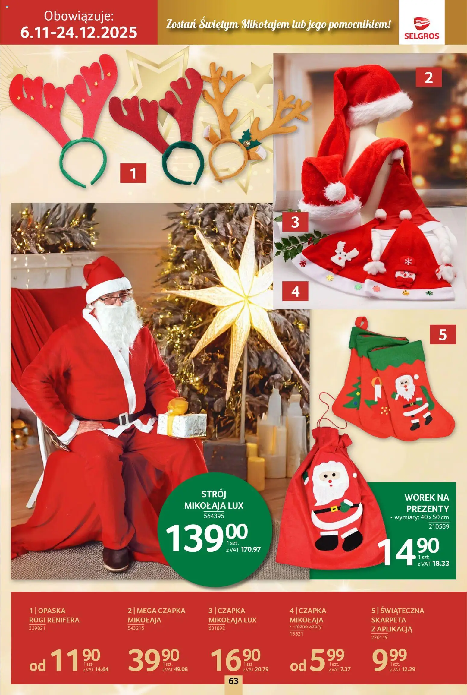 Selgros cash&carry Gazetka - Boże Narodzenie od 06.11.2025 | Strona: 63 | Produkty: Czapka