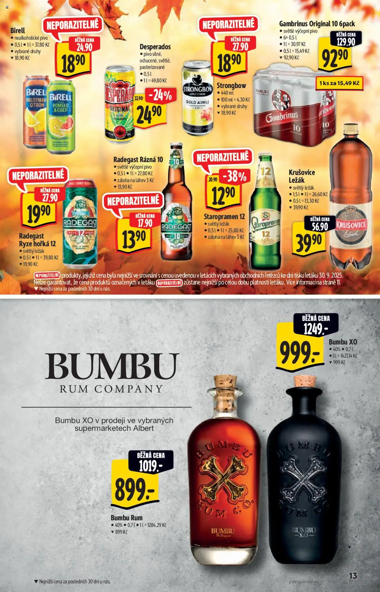 Albert katalog - Supermarket od 08.10.2025 | Strana: 13 | Produkty: Pomelo, Staropramen, Strongbow, Radegast Rázna 10