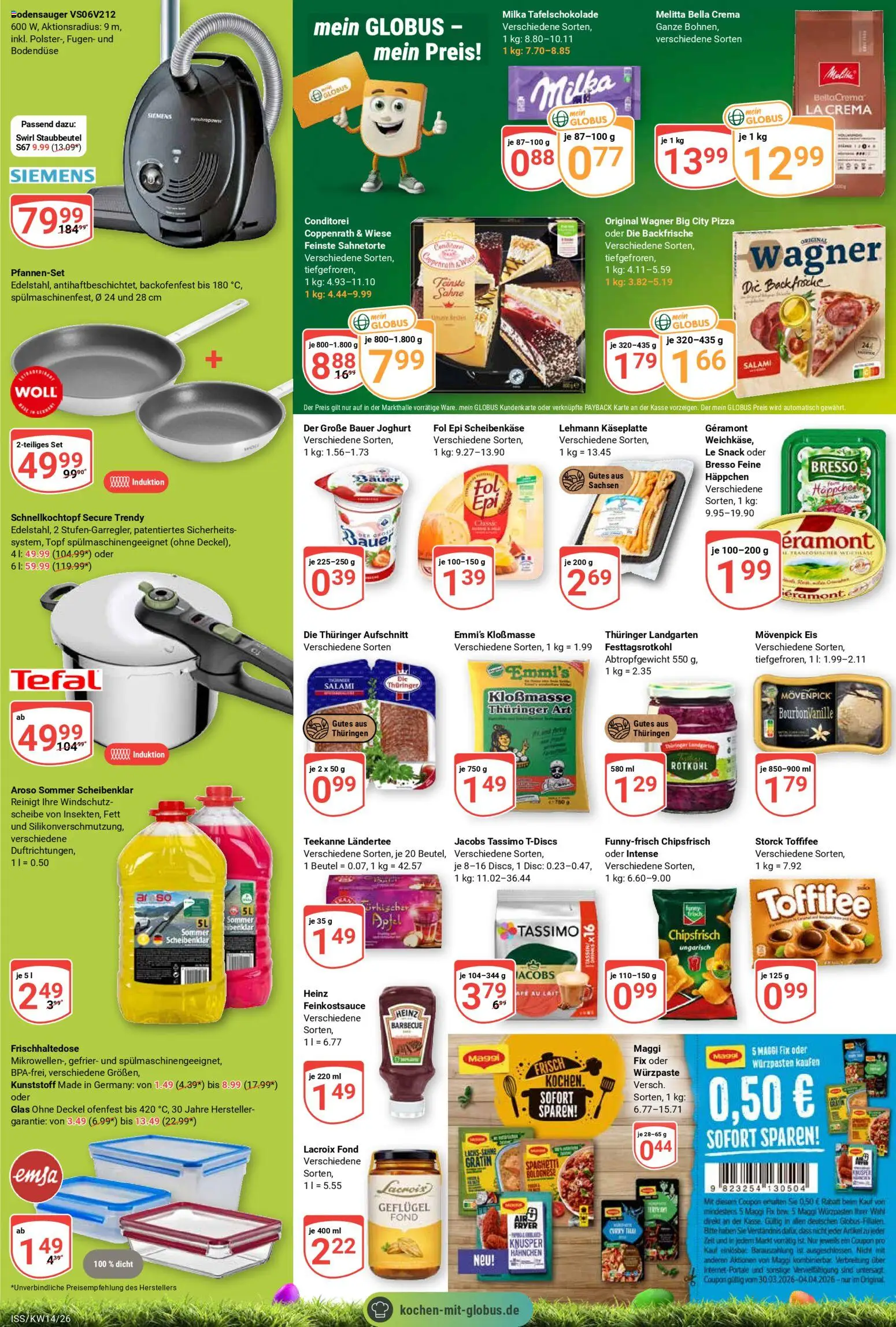 Globus Prospekt 	 – gültig ab 30.03.2026 | Seite: 8 | Produkte: Melitta, Geramont, Bauer joghurt, Maggi fix