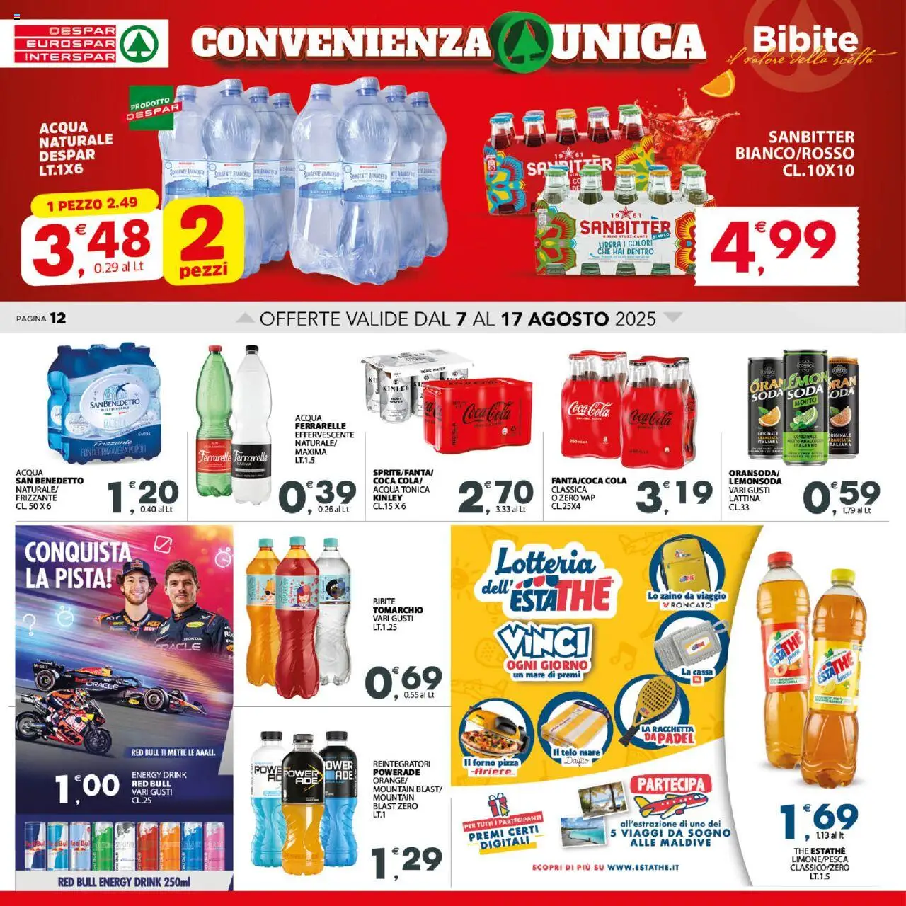 Volantino Interspar del 07.08.2025 | Pagina: 12 | Prodotti: Acqua tonica, The, Forno, Ferrarelle