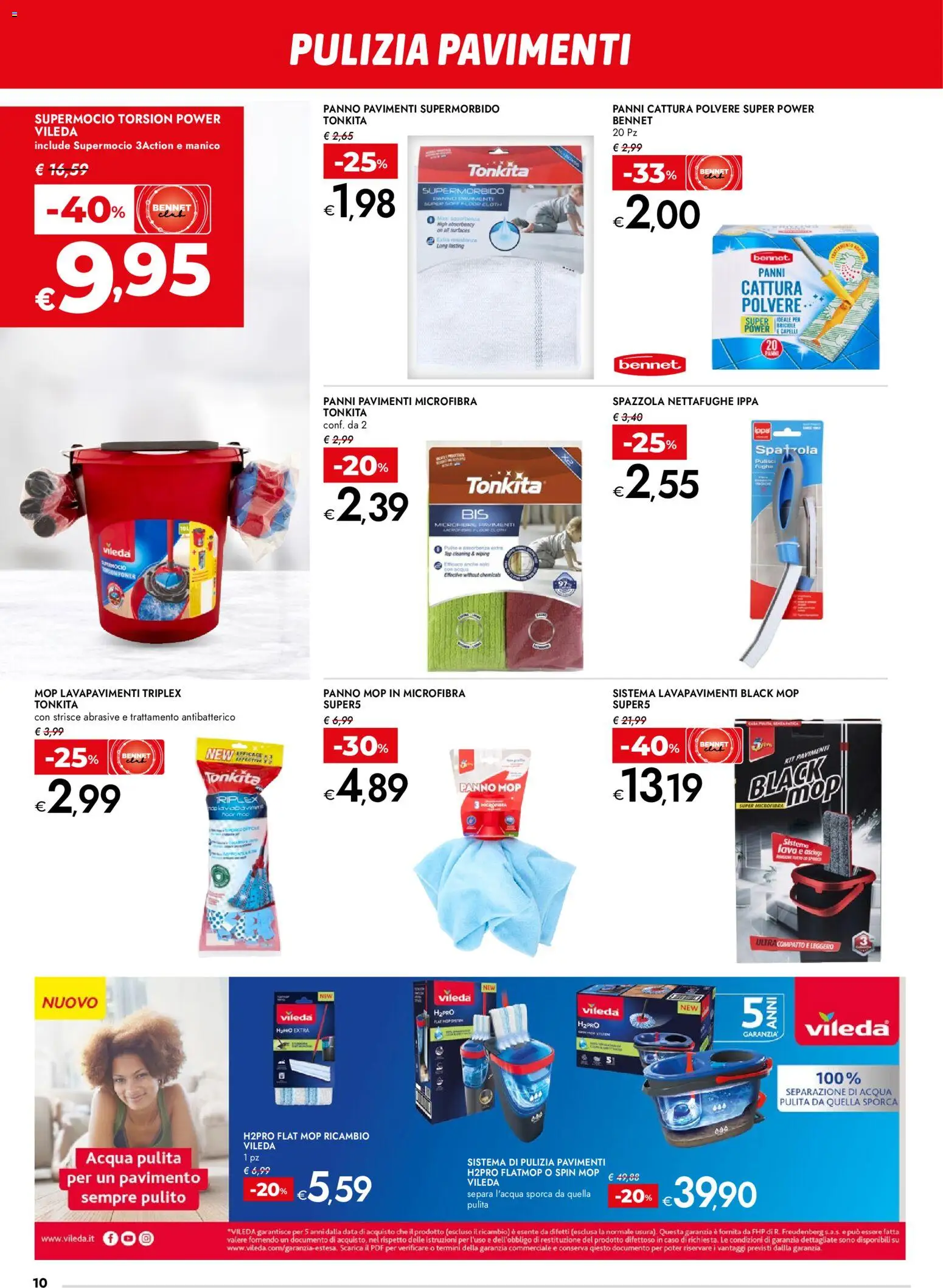 Volantino bennet del 08.01.2026 | Pagina: 10 | Prodotti: Spazzola, Pavimento, Acqua, Data