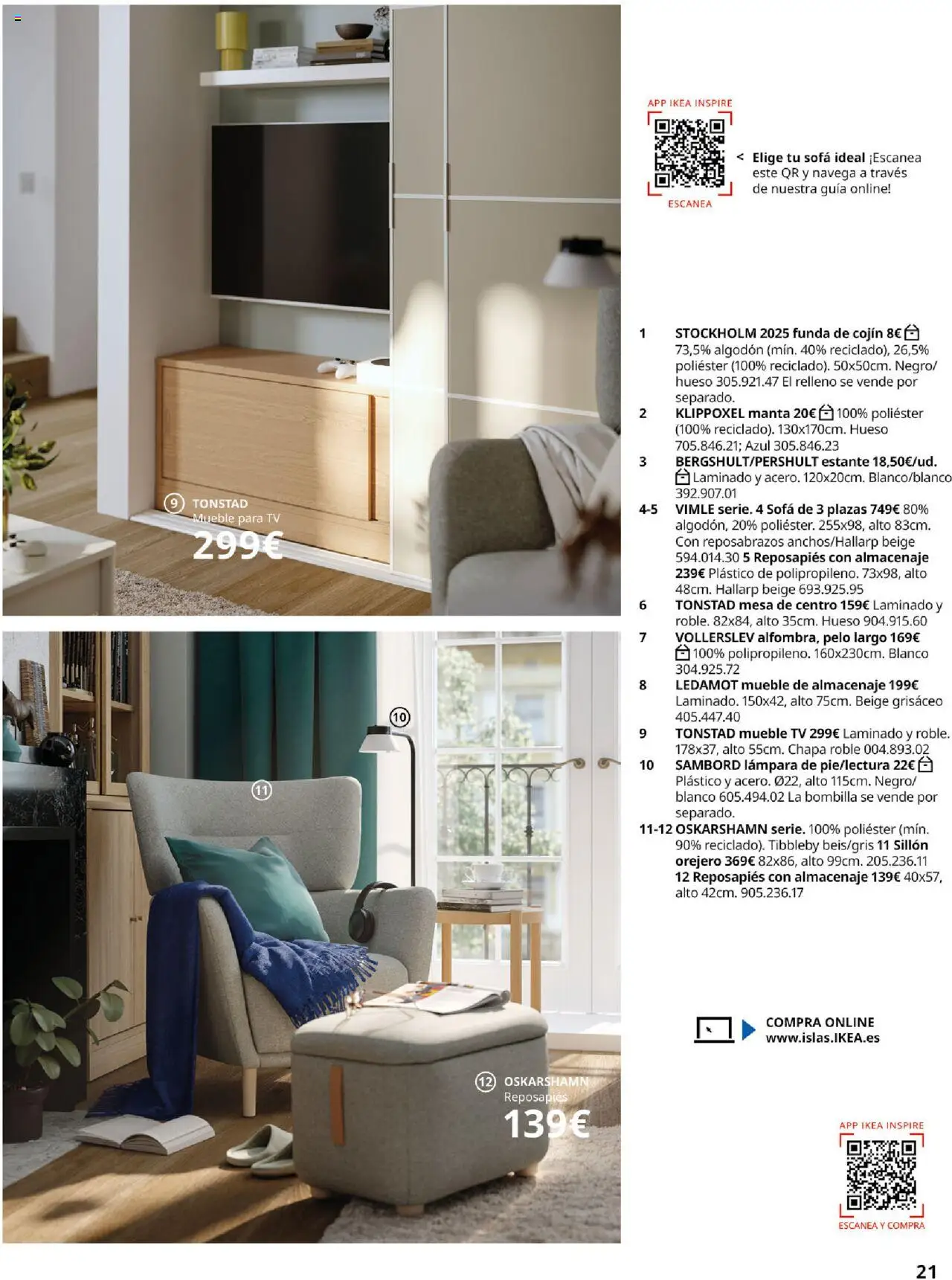 Catálogo IKEA Salones │ válido desde el 01.09.2025 | Página: 21 | Productos: Manta, Funda, Cojín, Sofá