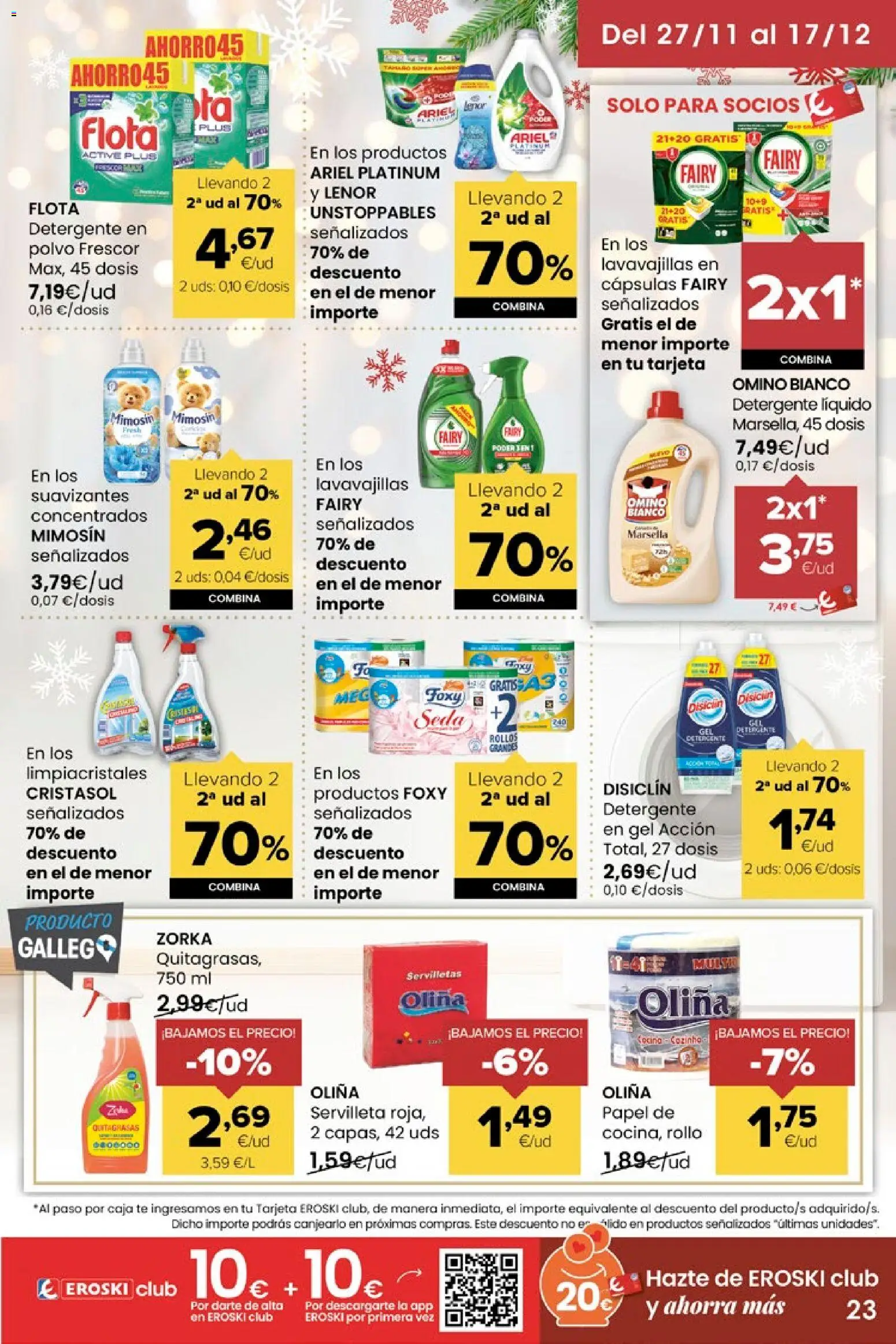 Eroski - Miramos por ti │ válido desde el 27.11.2025 | Página: 23 | Productos: Limpiacristales, Detergente, Té, Detergente líquido