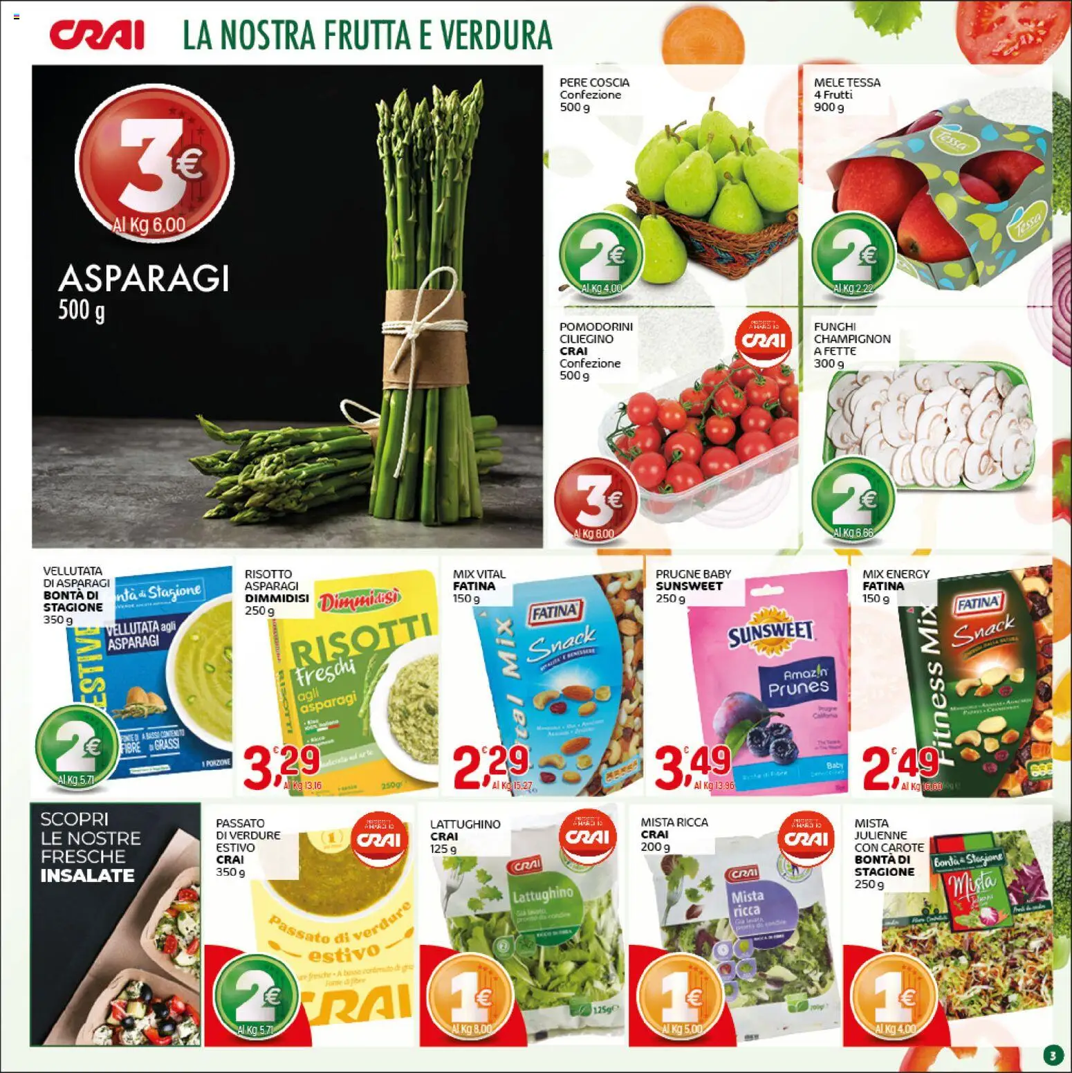 Volantino CRAI del 30.04.2026 | Pagina: 3 | Prodotti: Pomodorini, Mele, Carote, Funghi
