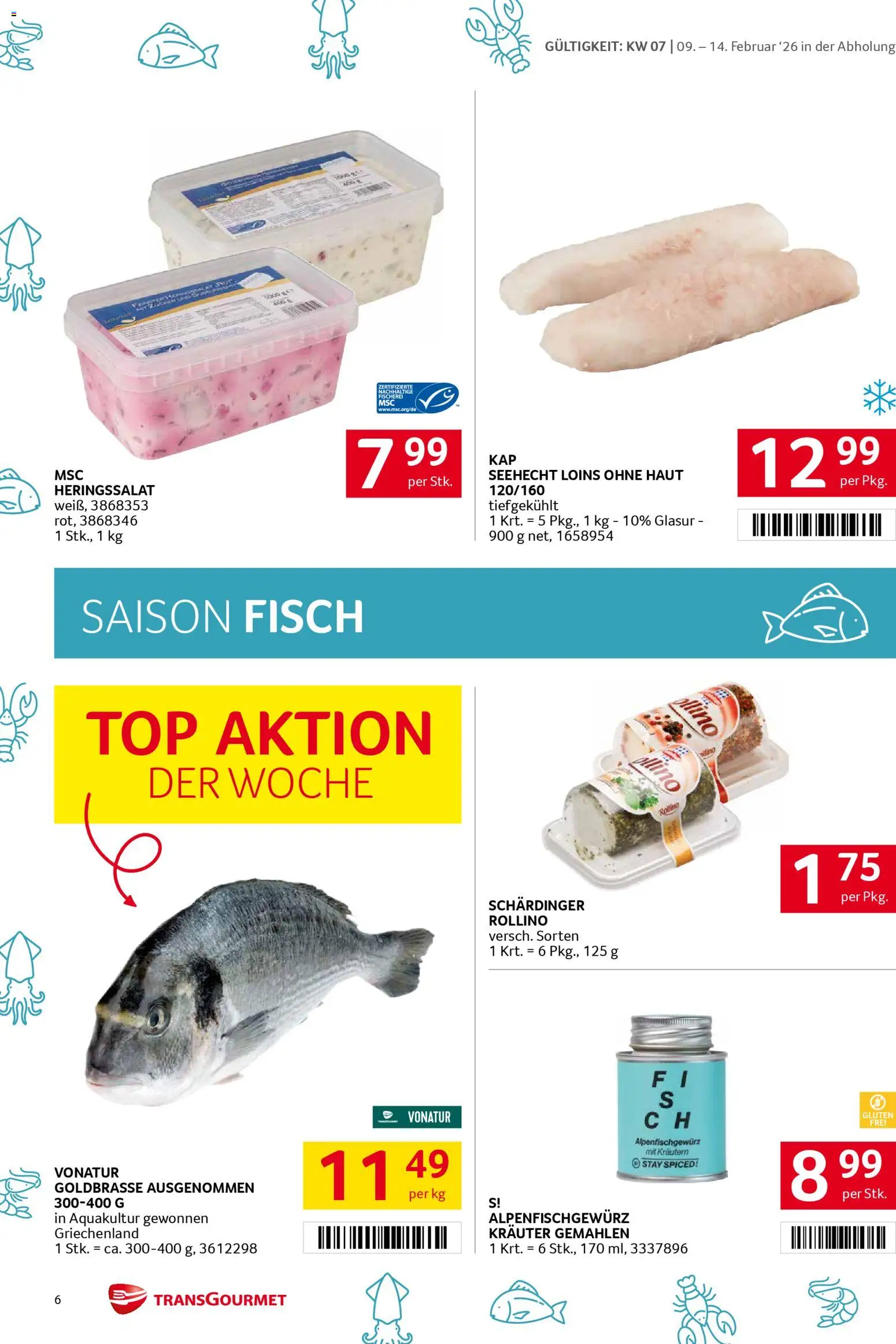 Transgourmet Flugblatt gültig ab 09.02.2026 | Seite: 6 | Produkte: Fisch