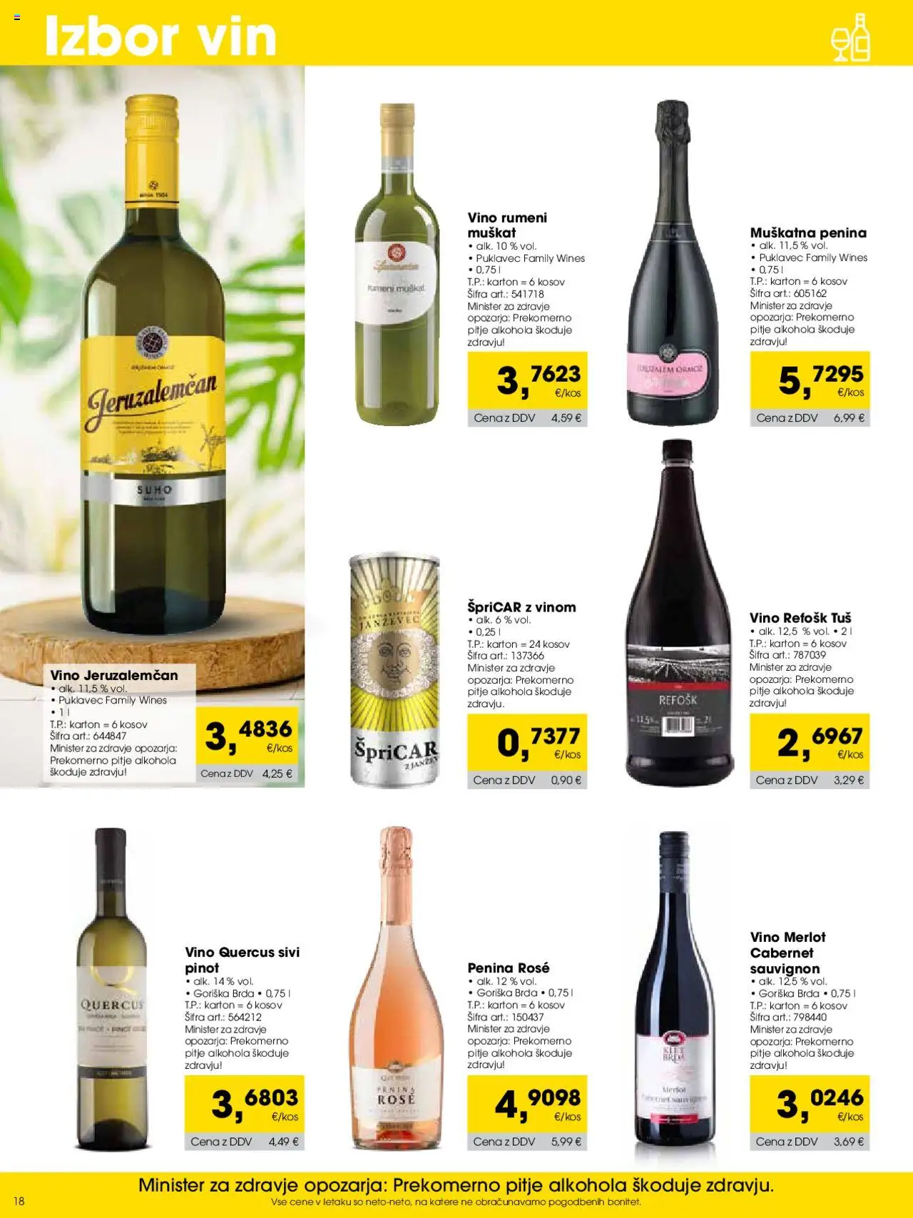 Tuš katalog cash & carry trgovec │ velja od 01.08.2025 | Stran: 18 | Izdelki: Penina, Vino