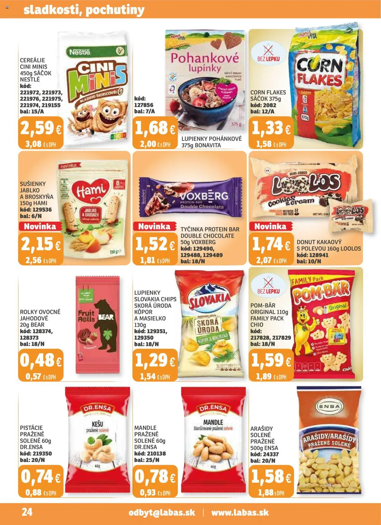 Labaš magazín │ platný od 22.08.2025 | Strana: 24 | Produkty: Donut, Protein, Arašidy, Pistácie
