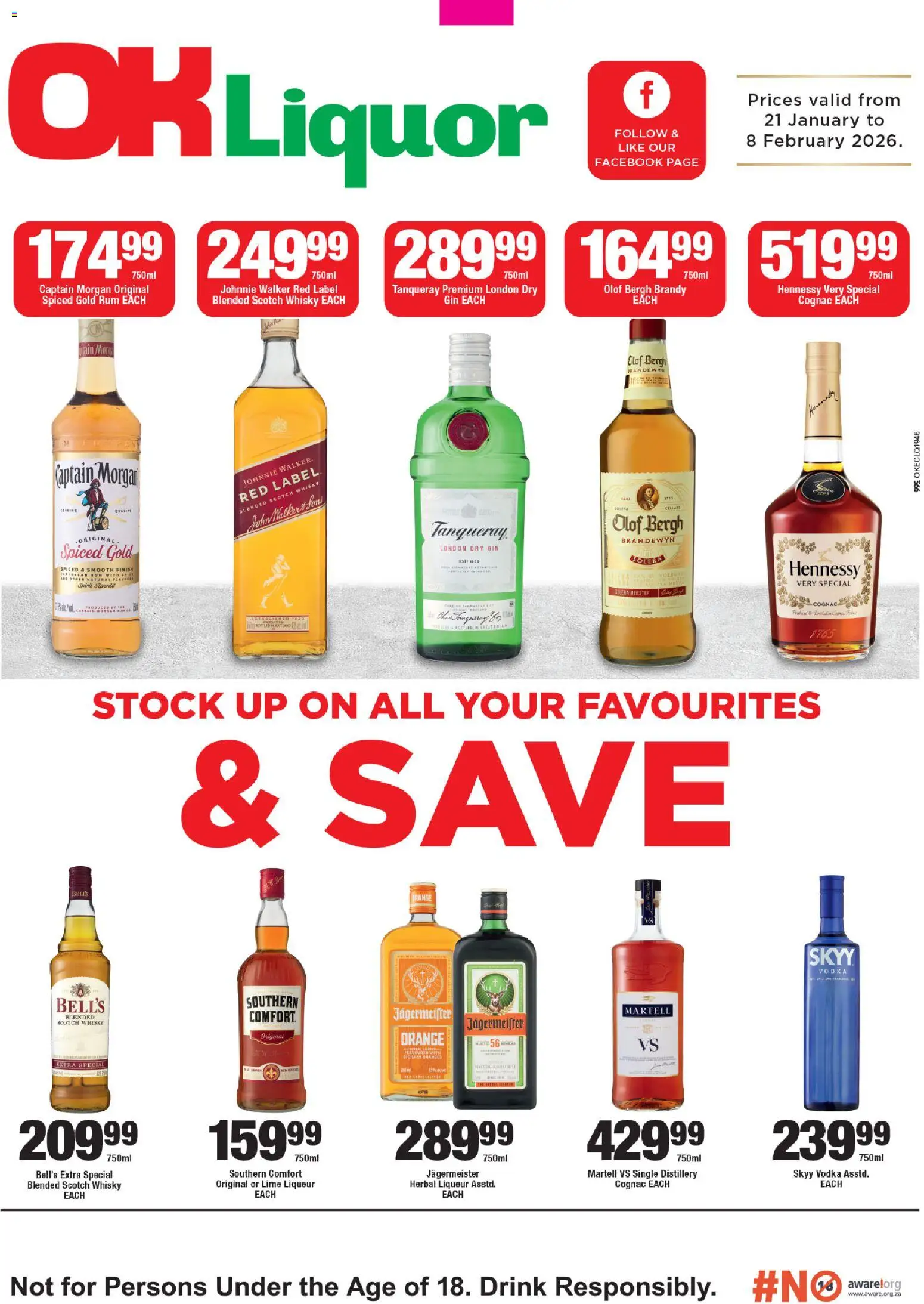 New OK Foods catalogue – valid from 21.01.2026 | Page: 1 | Products: Brandy, Gin, Vodka, Ensalada de quino