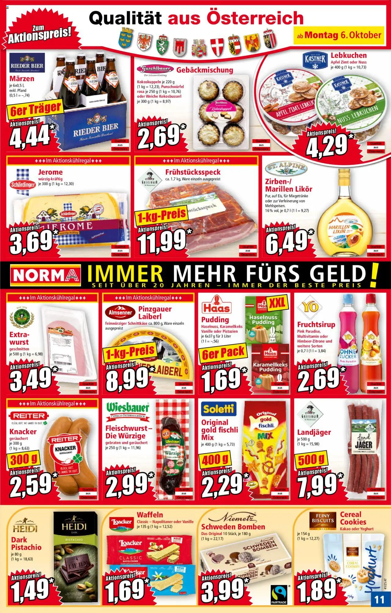 Norma Flugblatt gültig ab 06.10.2025 | Seite: 11 | Produkte: Zucker, Wurst, Bier, Äpfel