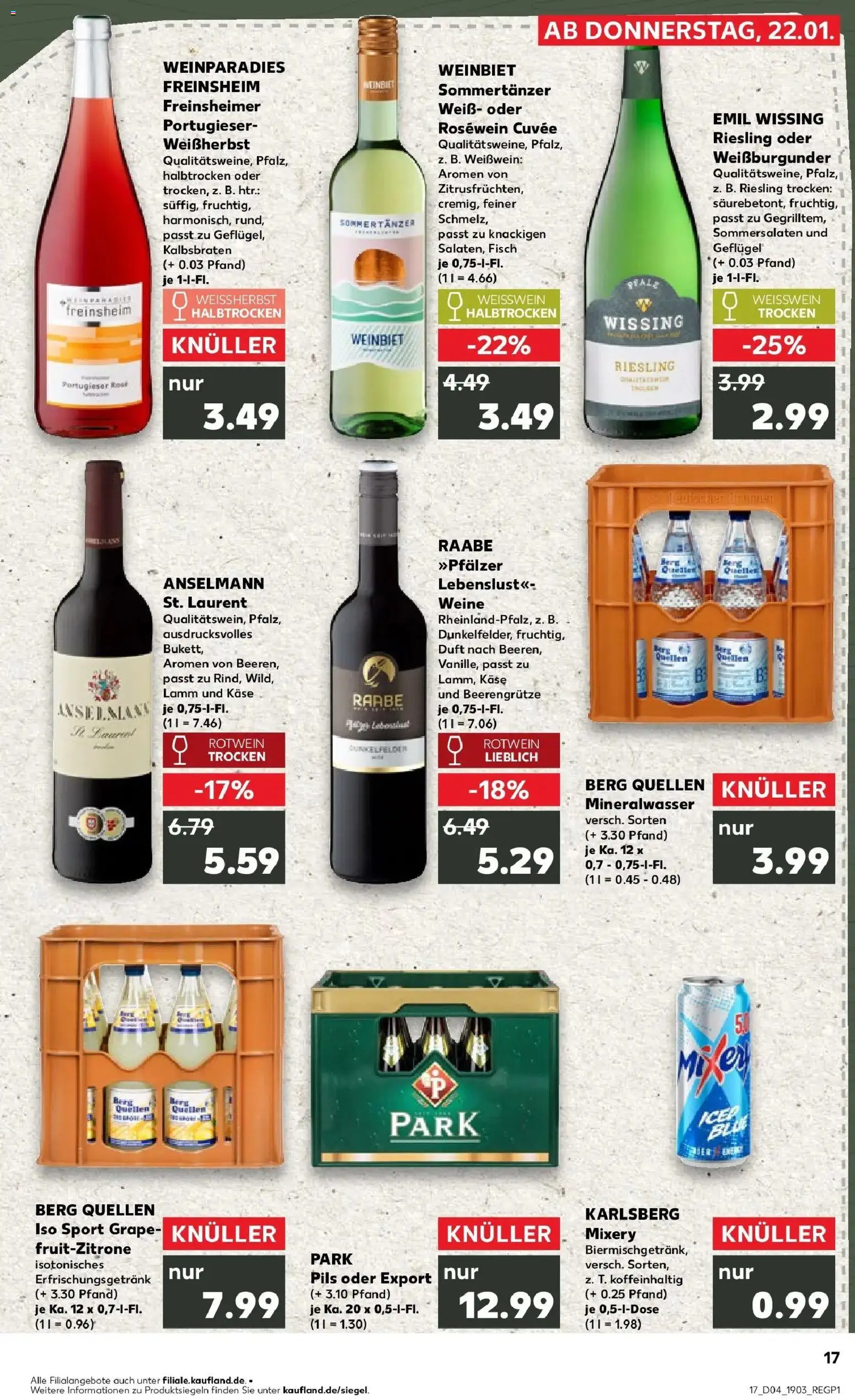 Kaufland prospekt Pirmasens	 – gültig ab 22.01.2026 | Seite: 17 | Produkte: Mixer, Rosewein, Pils, Fisch