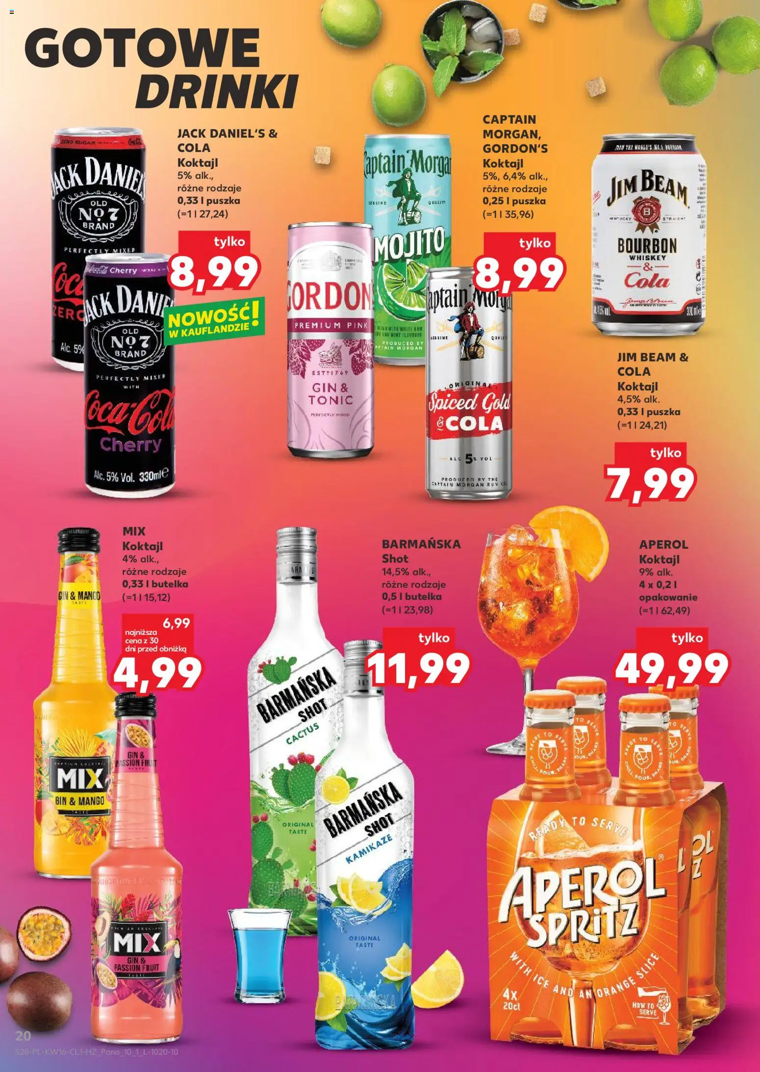 Kaufland Polsko leták - Barek od 16.04.2026 | Strana: 20 | Produkty: Whiskey, Morgan, Jim Beam, Jack Daniel’s