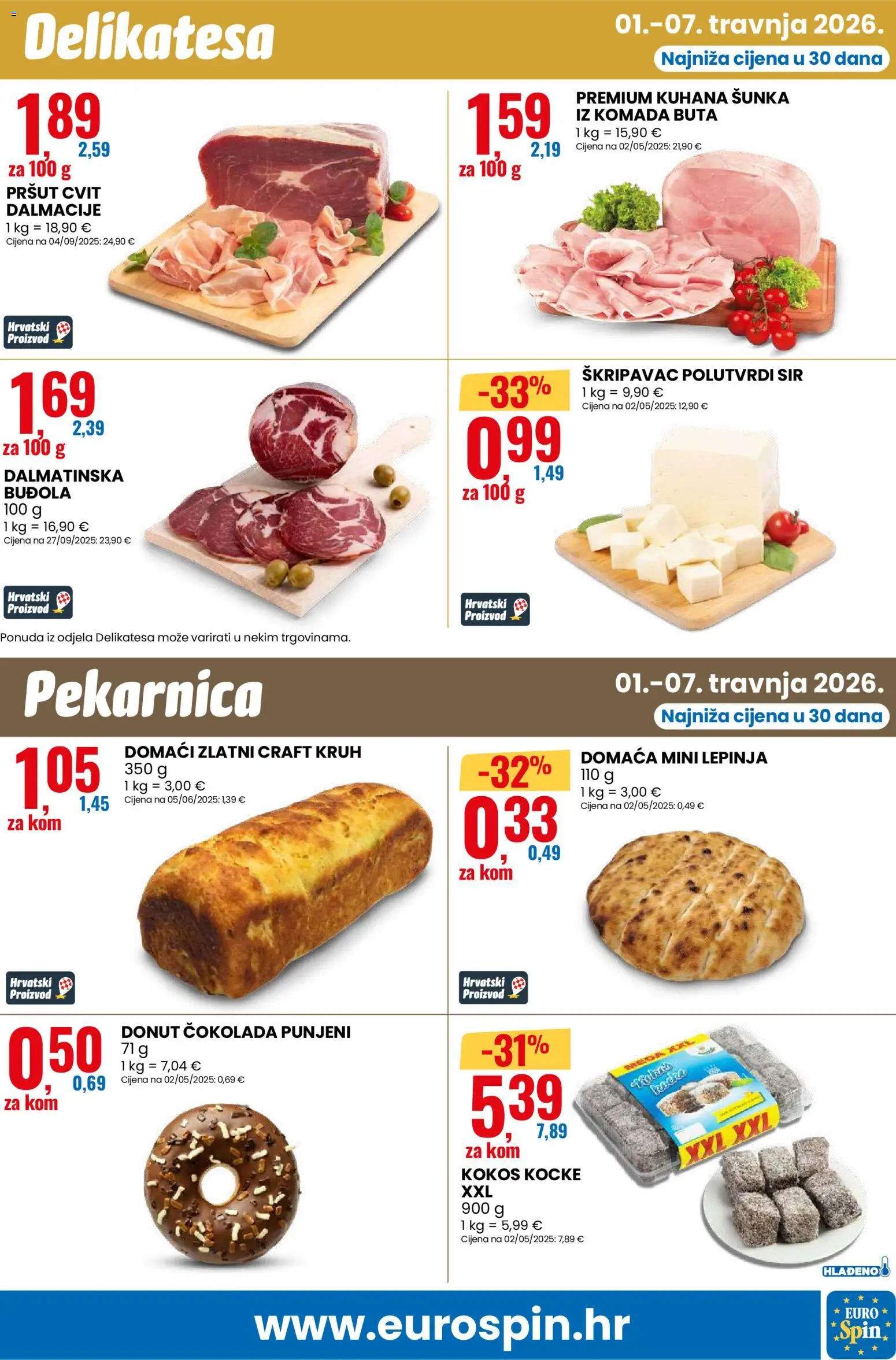 Eurospin katalog | vrijedi od 01.04.2026 | Stranica: 9 | Proizvodi: Kruh, Čokolada, Šunka, Buđola