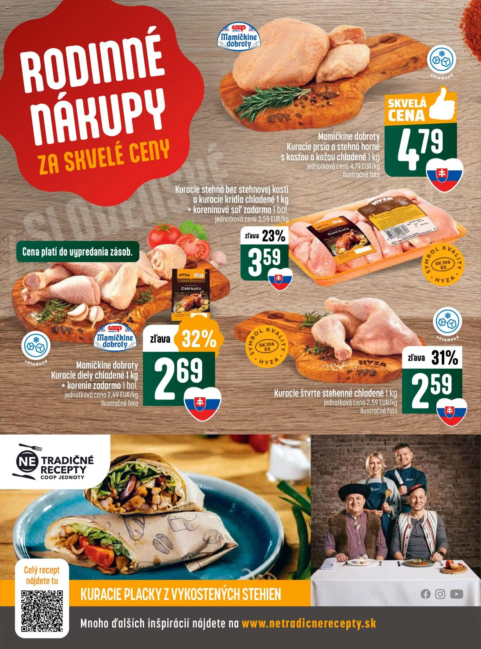 Nové COOP Jednota akcie – leták je platný od 30.10.2025 | Strana: 4 | Produkty: Kuracie stehná, Korenie, Kuracie krídla, Kurča