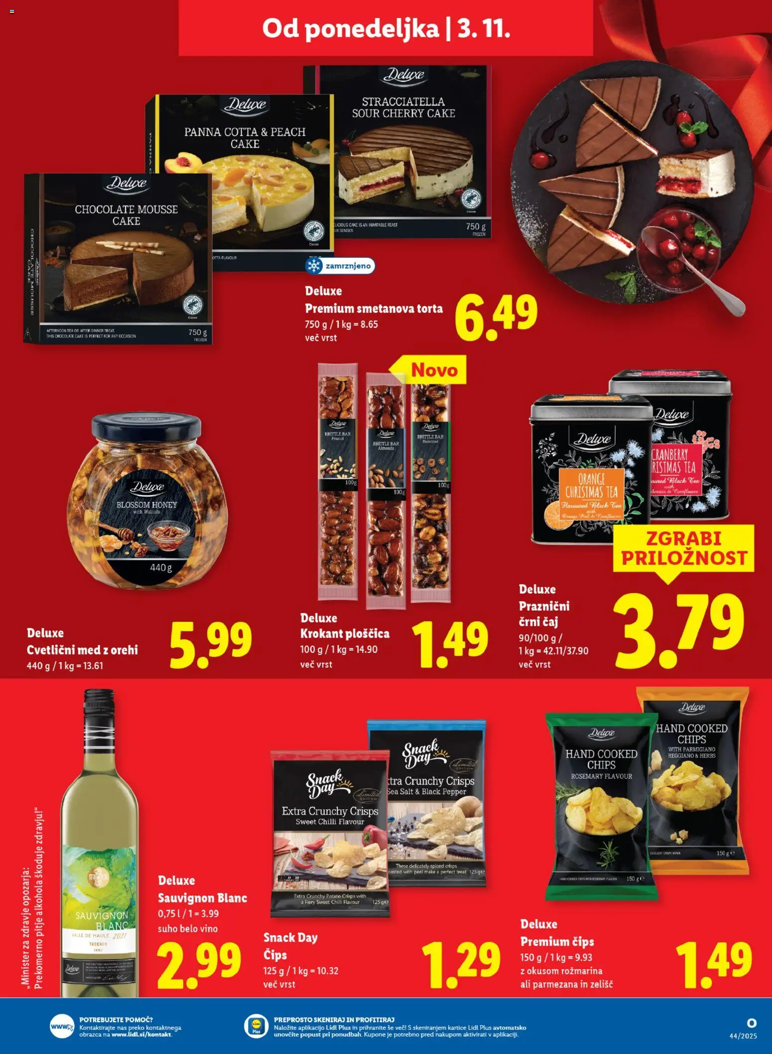 Novi Lidl katalog ponudbe – veljaven od 29.10.2025 | Stran: 57 | Izdelki: Torta, Vino, Caj, Cips
