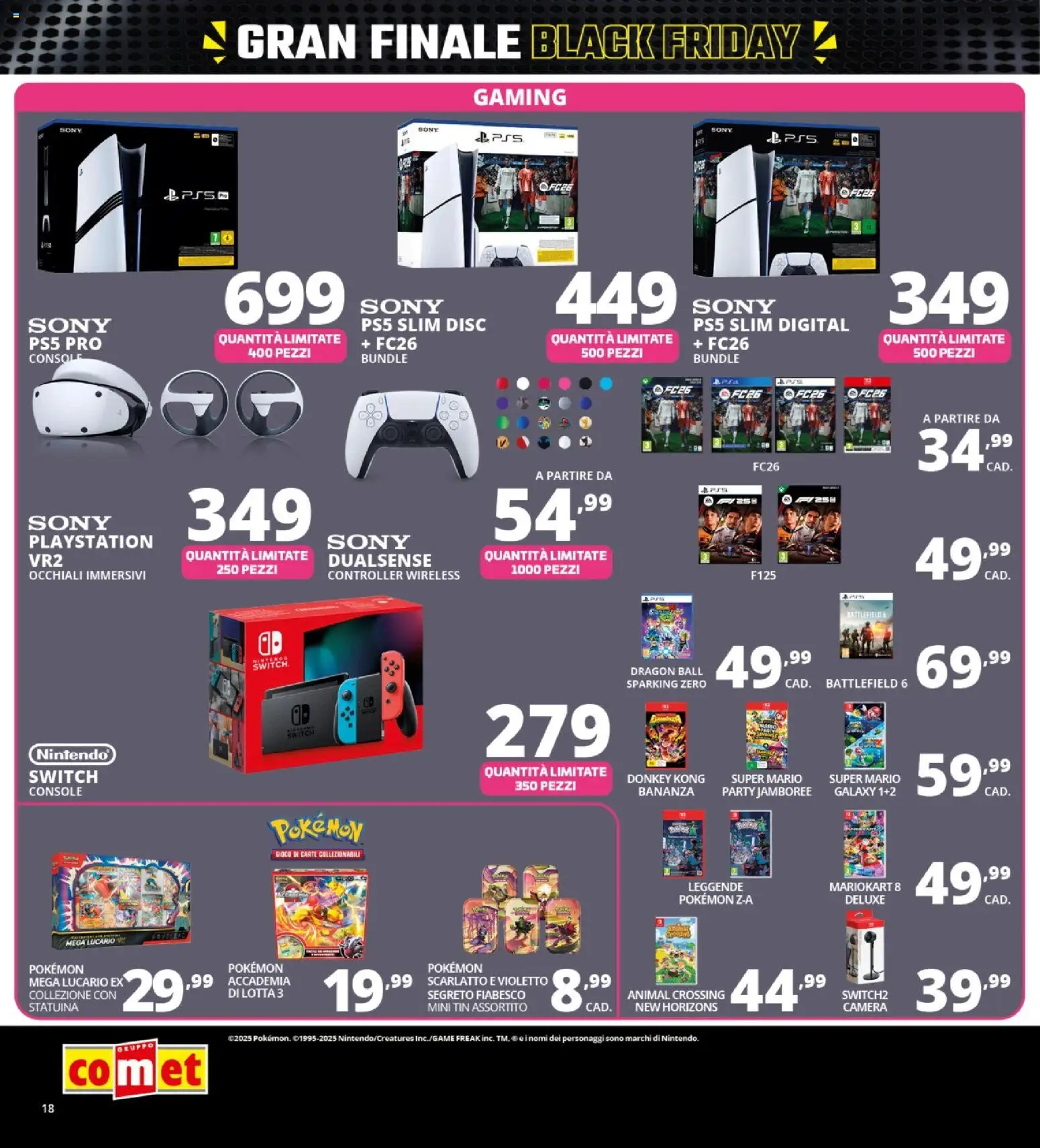 Volantino Comet del 26.11.2025 | Pagina: 18 | Prodotti: Occhiali, Playstation, Gioco