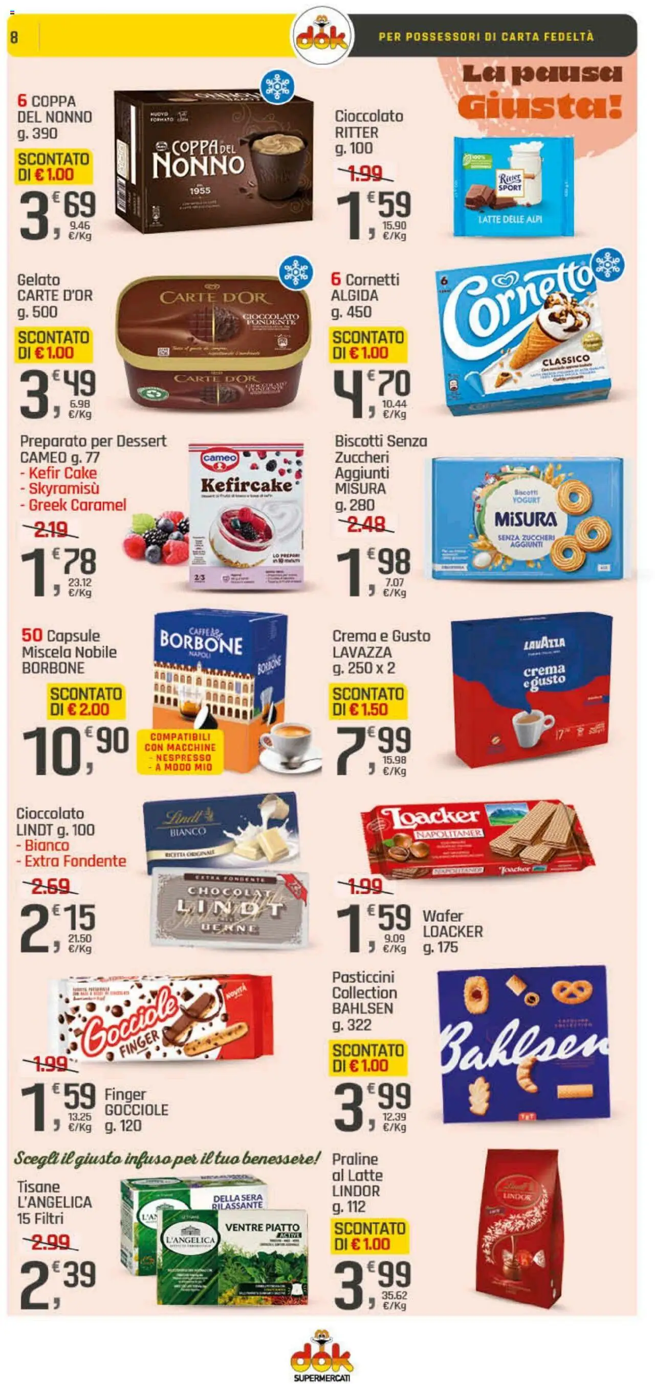 Volantino DOK del 09.10.2025 | Pagina: 8 | Prodotti: Crema, Yogurt, Caffè, Cioccolato