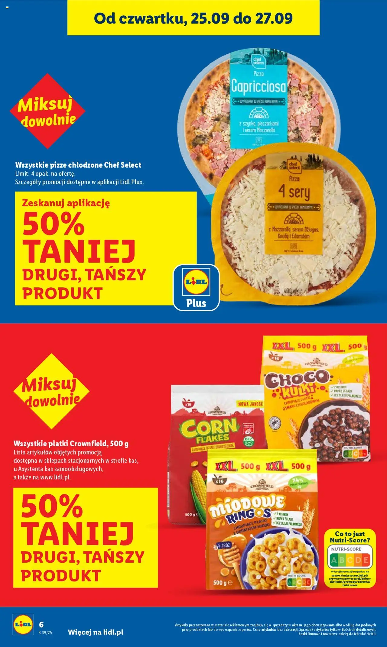 Lidl Gazetka od 25.09.2025 | Strona: 6 | Produkty: Płatki kukurydziane, Sery, Pizza, Corn Flakes