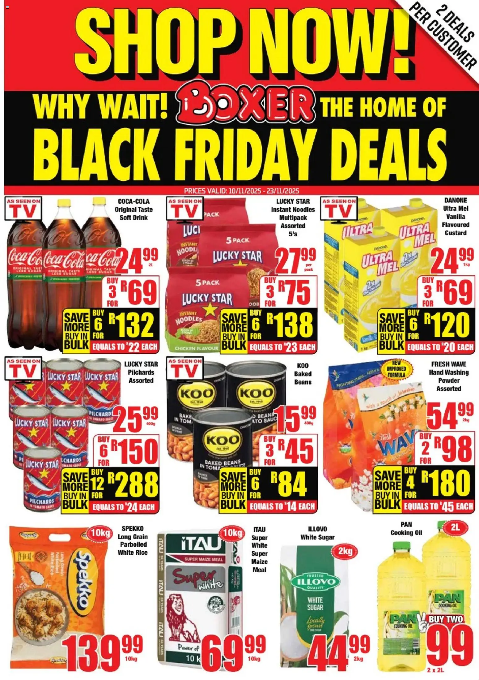 New Boxer catalogue – valid from 10.11.2025 | Page: 1 | Products: Pilchards, Baked beans, Maize meal, Sugar