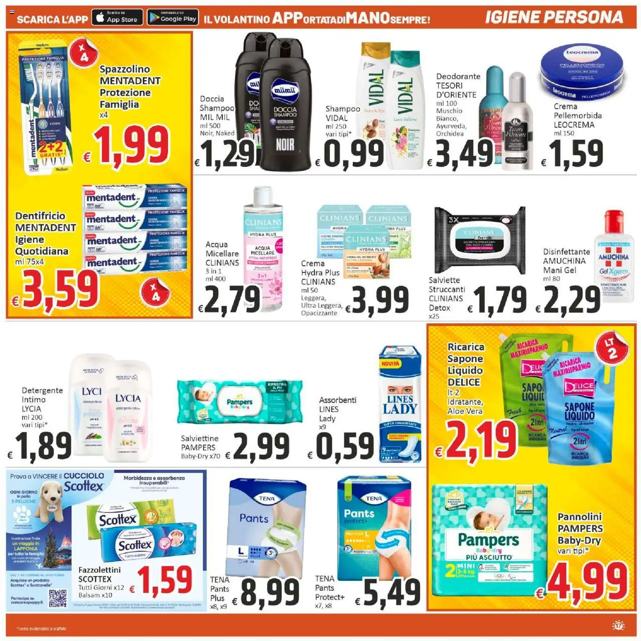 Volantino Paghi Poco del 21.10.2025 | Pagina: 17 | Prodotti: Pannolini, Pampers, Aloe vera, Doccia