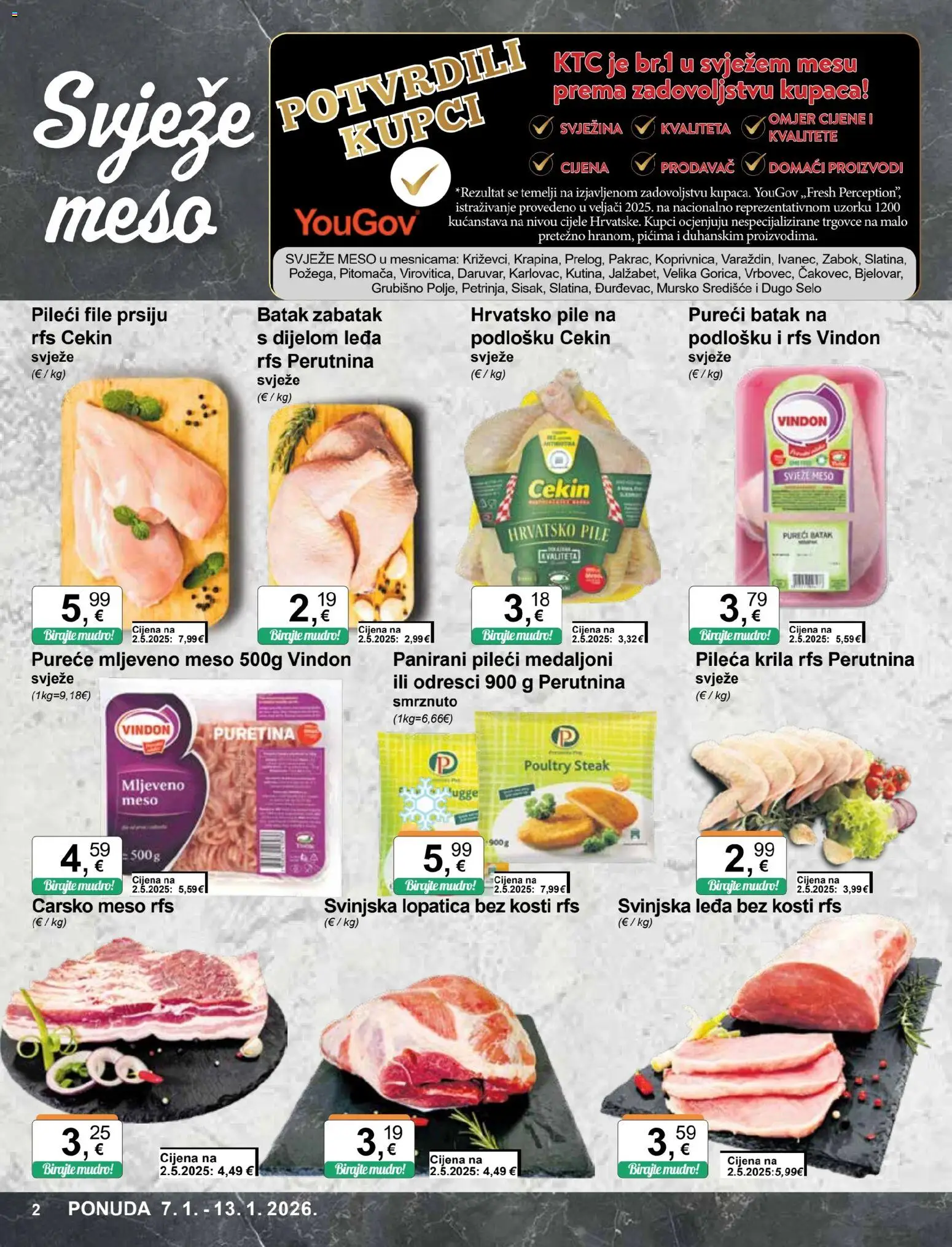 KTC katalog | vrijedi od 07.01.2026 | Stranica: 2 | Proizvodi: Puretina, Pileći medaljoni, Carsko meso, Meso
