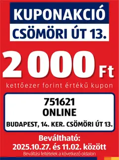 Aldi Kupón Akció | Budapest - amely érvényes a következő dátumtól: 27.10.2025