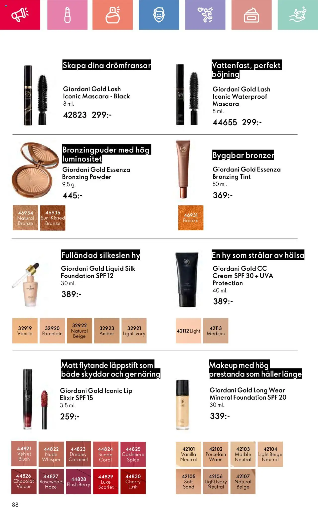 Oriflame reklamblad aktuell från 03.08.2025 | Sida: 88 | Produkter: CC cream, Bronzer, Läppstift, Foundation