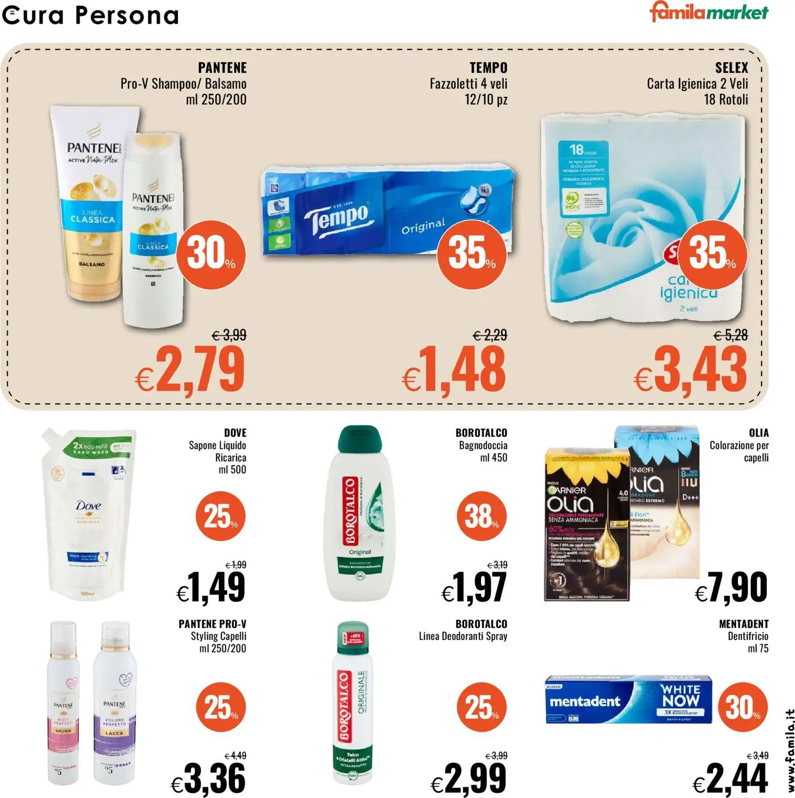 Volantino Famila del 13.11.2025 | Pagina: 15 | Prodotti: Balsamo, Carta igienica, Dentifricio, Fazzoletti