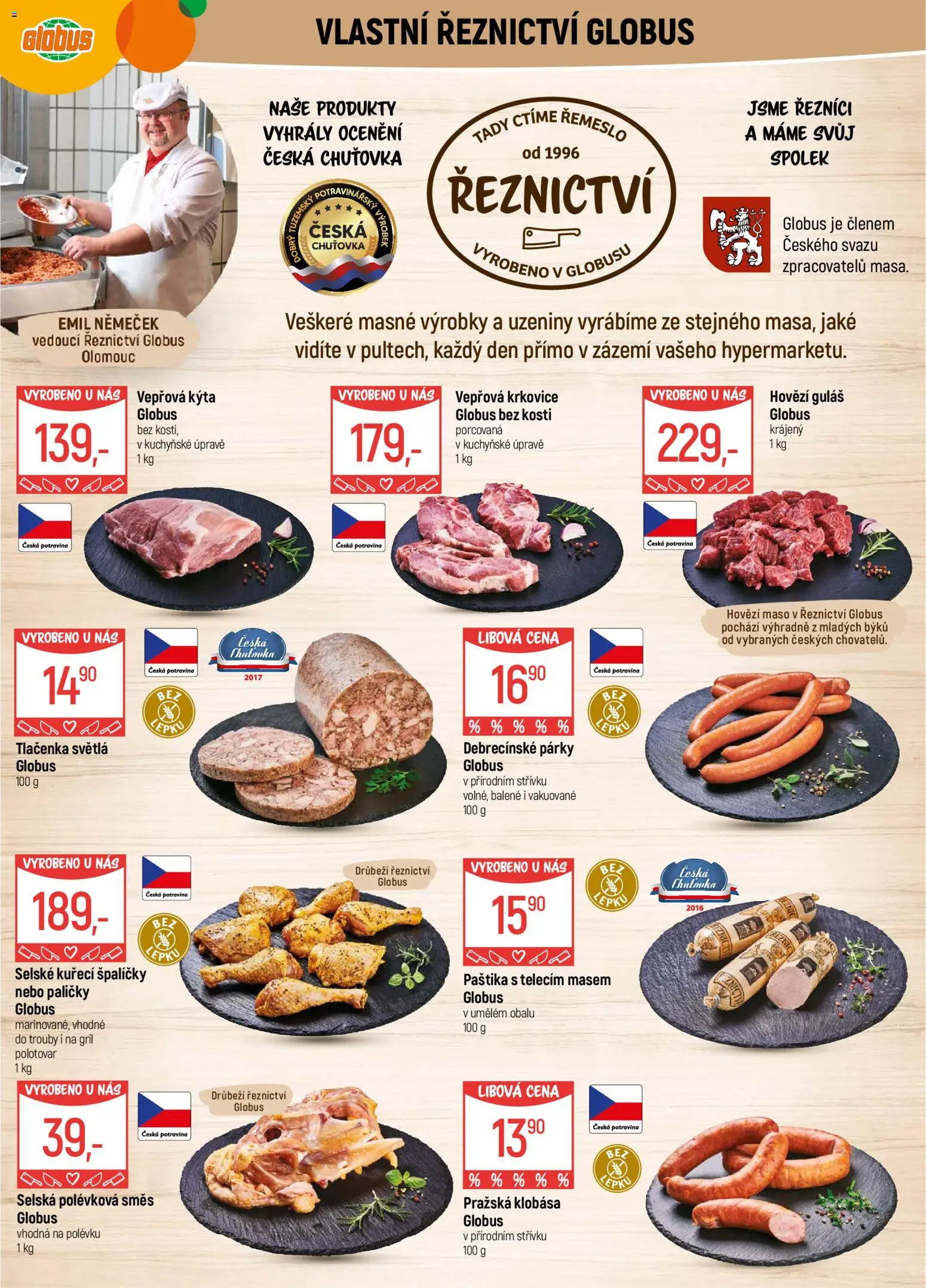 Globus leták - Olomouc od 18.03.2026 | Strana: 5 | Produkty: Tlačenka, Maso, Vepřová Kýta, Paštika