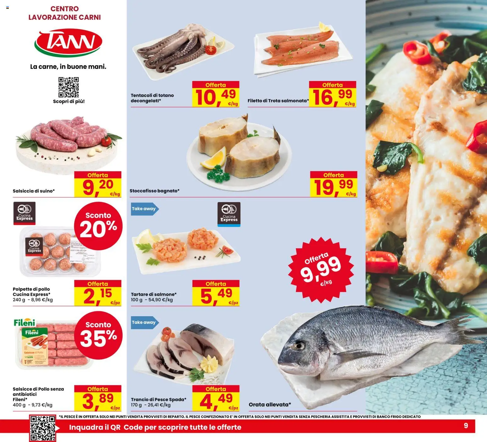 Volantino Eurospar del 22.01.2026 | Pagina: 9 | Prodotti: Il pesce, Trota, Salsiccia, Polpette
