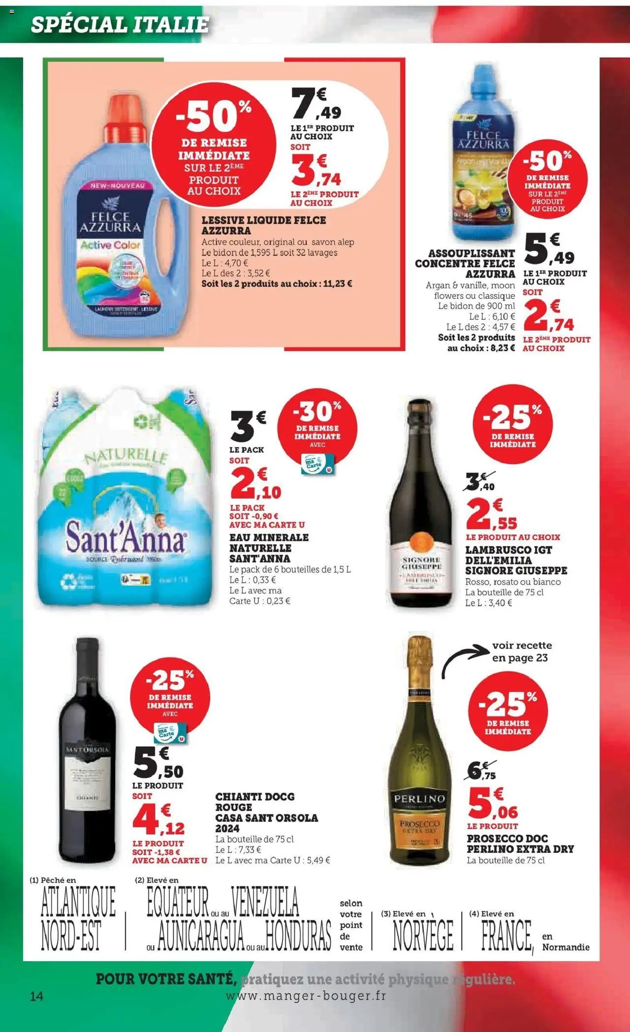 {H1} | Page: 14 | Produits: Pêche, Savon, Prosecco, Lessive