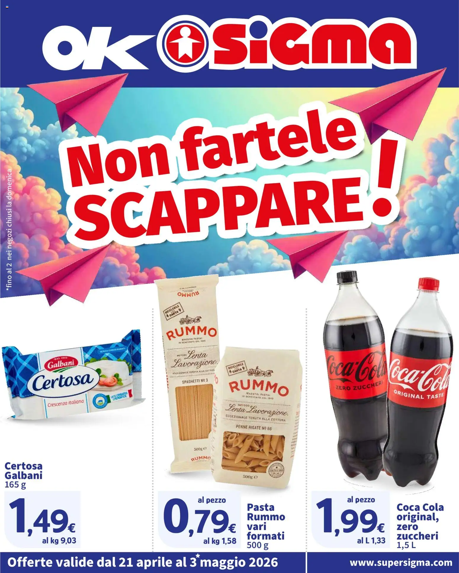 Volantino SIGMA del 21.04.2026 | Pagina: 1 | Prodotti: Latte, Pasta, Penne, Coca Cola