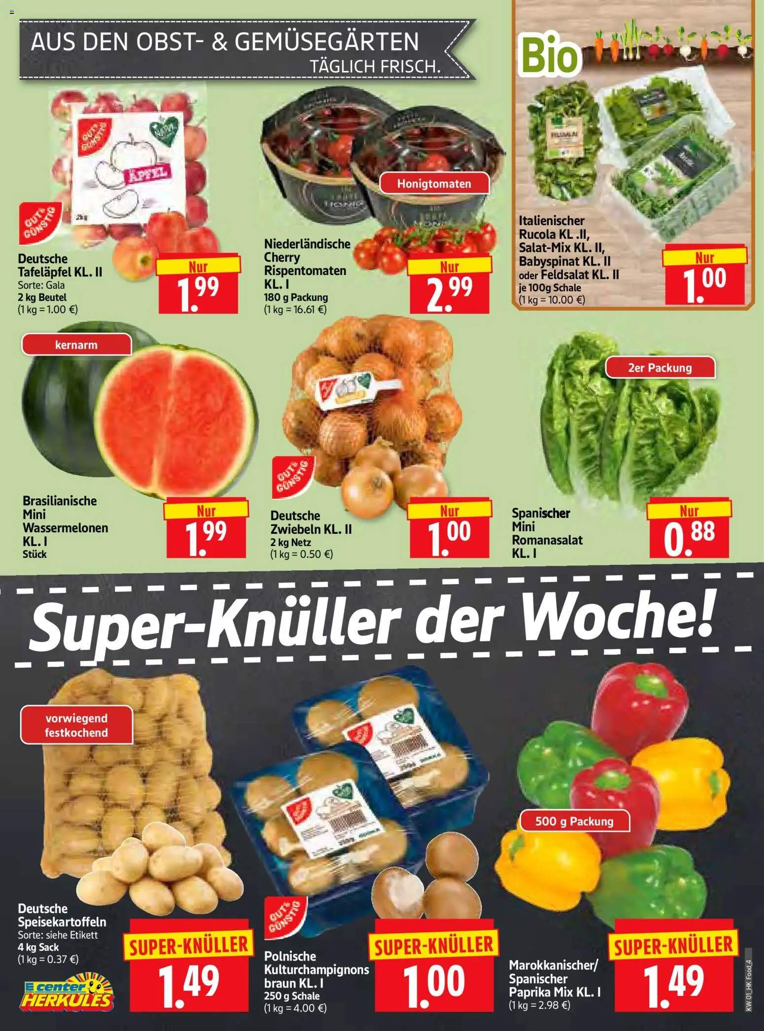 HERKULES Prospekt 	 – gültig ab 29.12.2025 | Seite: 4 | Produkte: Rucola, Äpfel, Paprika, Obst