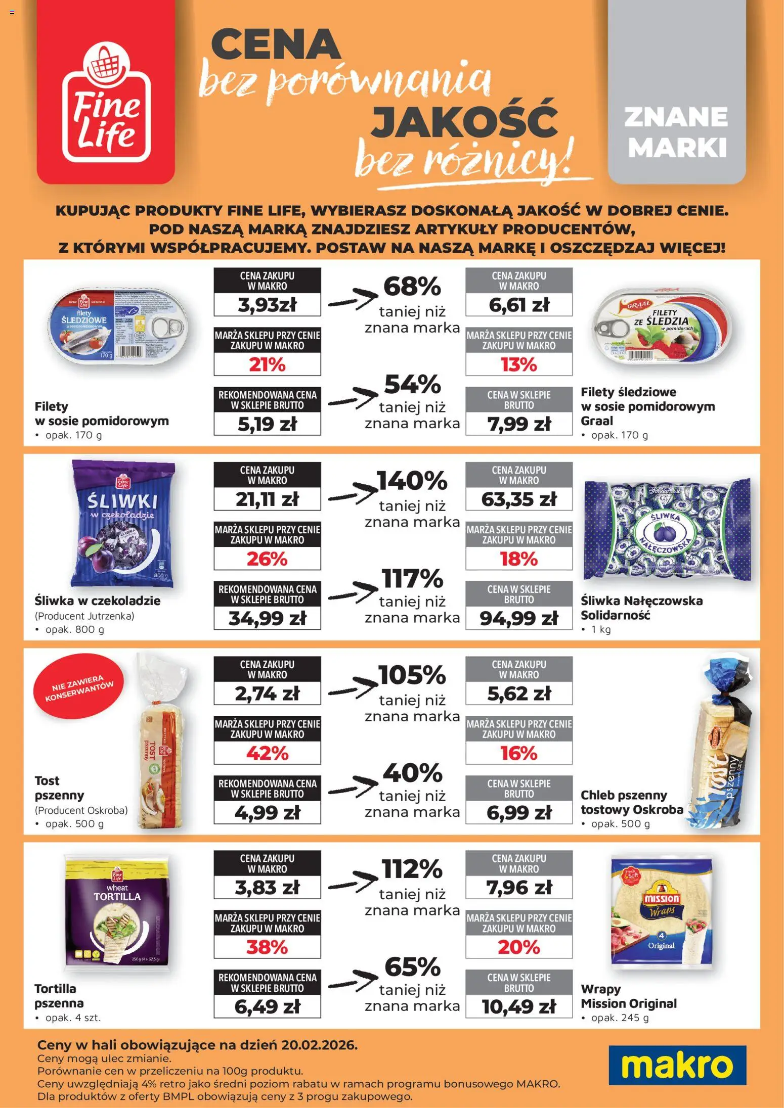 Makro gazetka - Fine Life od 01.02.2026 | Strona: 5 | Produkty: Śliwka nałęczowska, Tortilla, Śliwki, Chleb