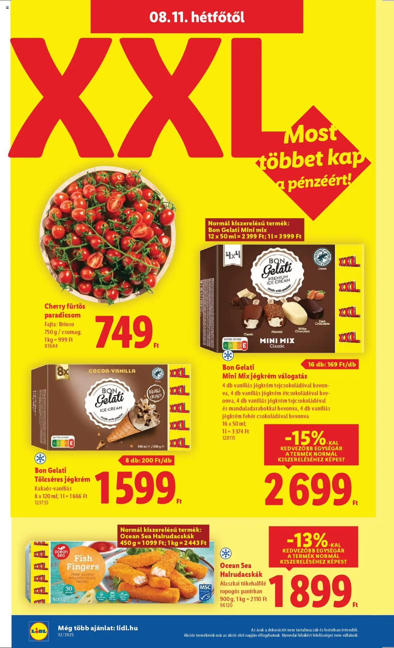 Lidl akciós ujság - amely érvényes a következő dátumtól: 07.08.2025 | Oldal: 50 | Termékek: Alaszkai tőkehalfilé, Paradicsom, Jégkrém