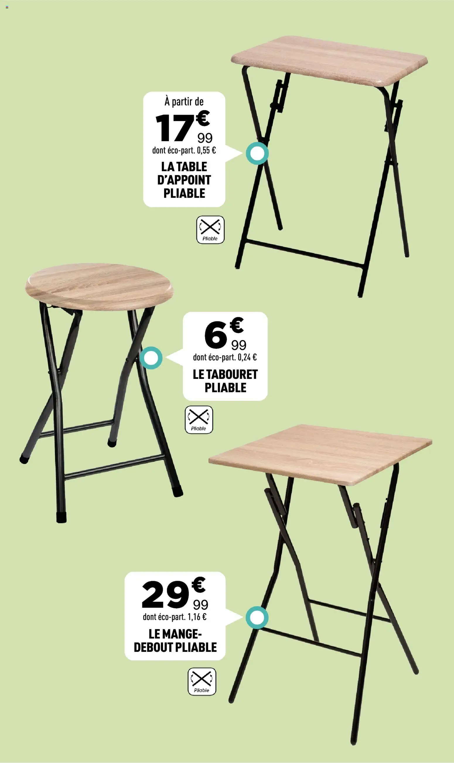 {H1} | Page: 18 | Produits: Le tabouret, Mange debout, Table