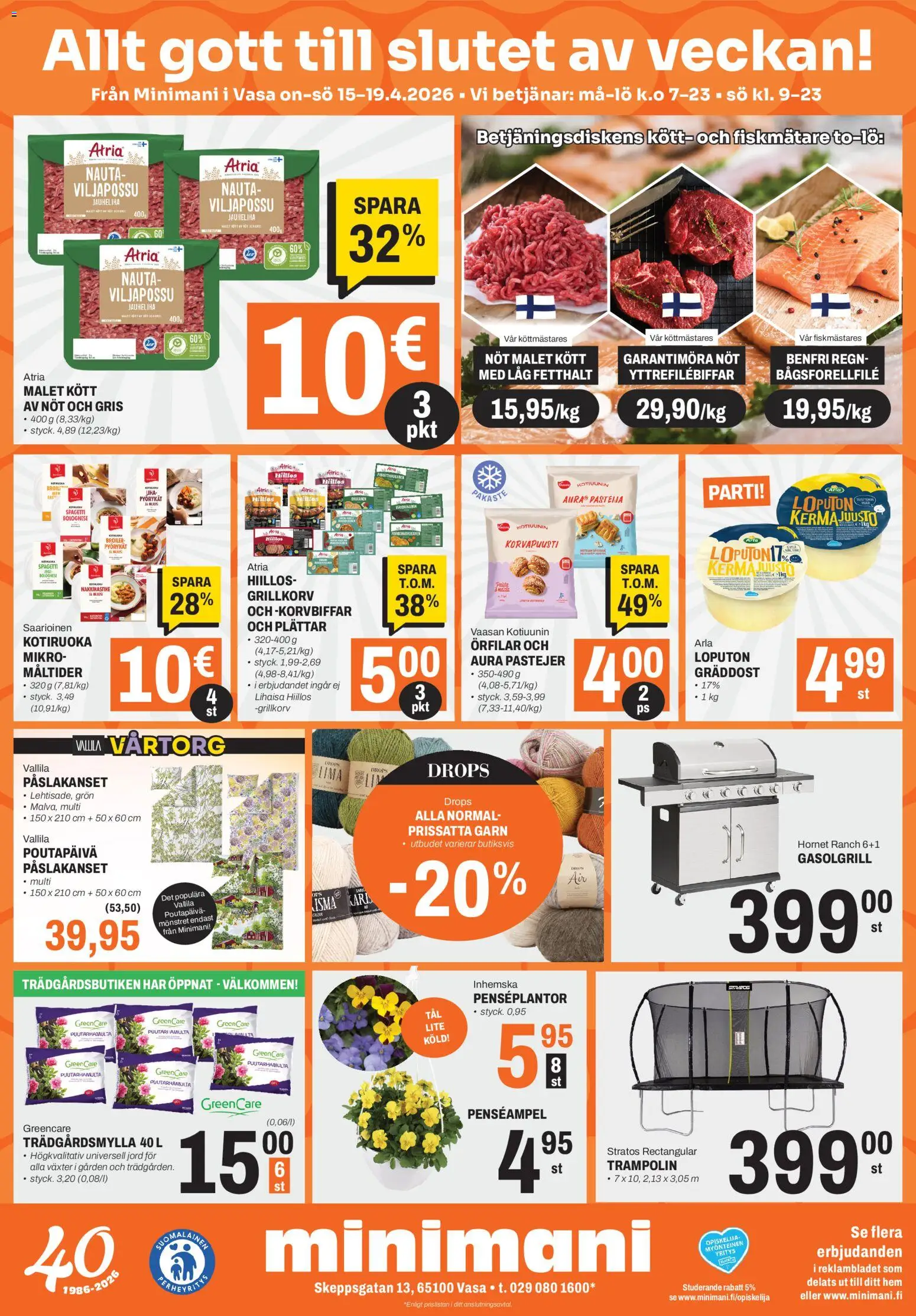 Minimani Tarjoukset - Vaasa – voimassa 15.04.2026 alkaen | Sivu: 2 | Tuotteet: Jauheliha, Spagetti, Kerma